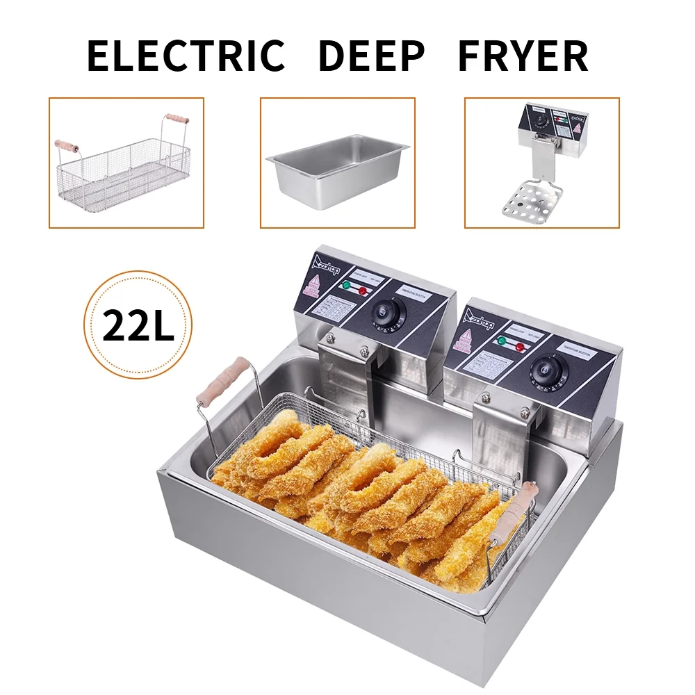 2026 Large Electric Fryer, ZOKOP 12.7Qt Stainless Steel Single-Cylinder Deep Fryer with Basket Silver
