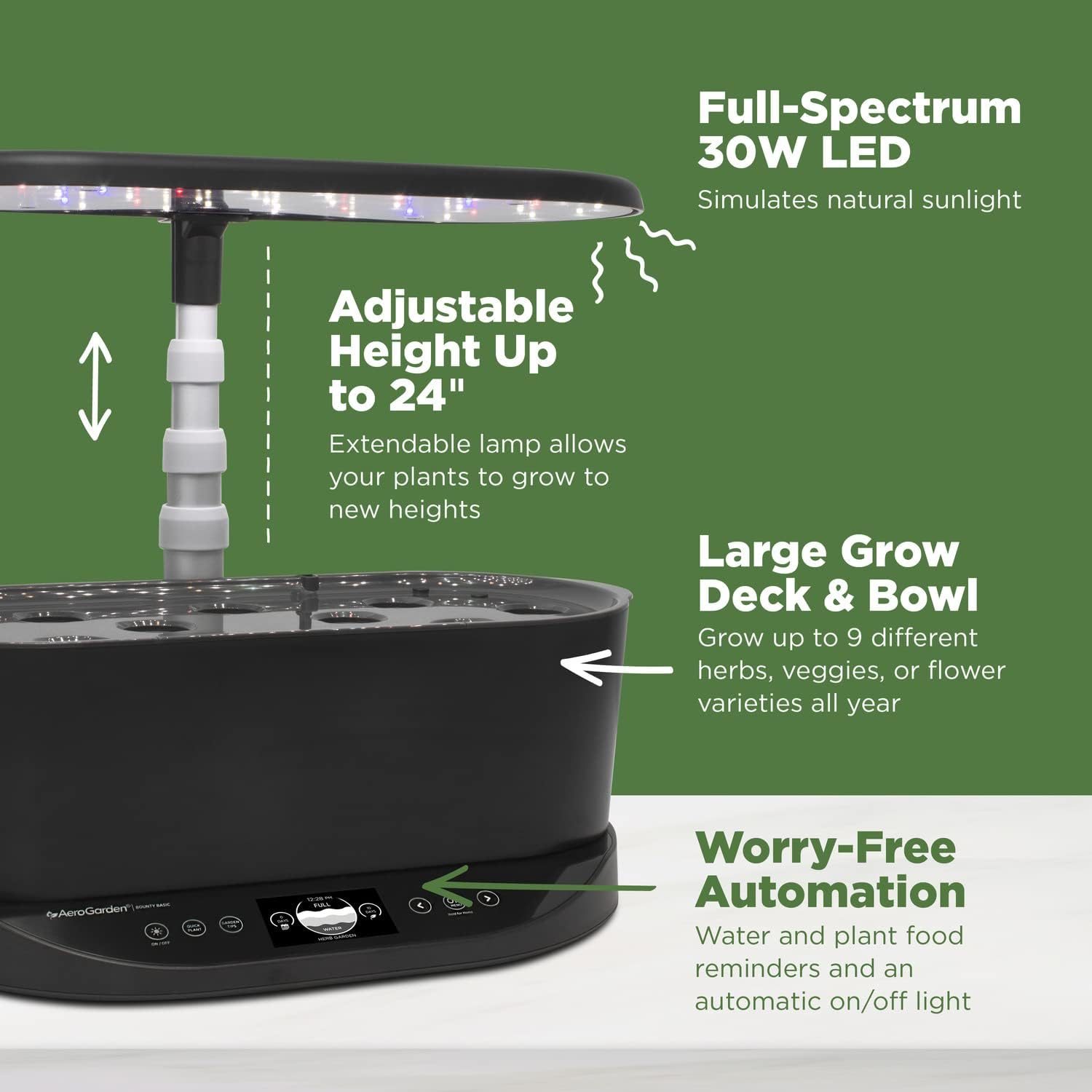 AeroGarden Bounty Basic - Indoor Garden with LED Grow Light