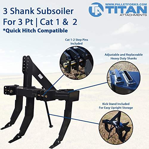 2026 3 Shank Subsoiler Ground Ripper Fits 3 Point Tractor Cat 1 & 2 Quick Hitch Compatible