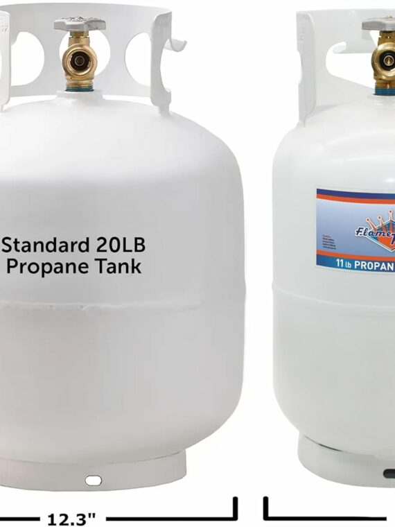 Flame King 10LB Steel Propane Tank Cylinder with Type 1 Overflow Protection Device Valve  Great for Camping  Fire Pits  Heaters  Grills  Overlanding  White