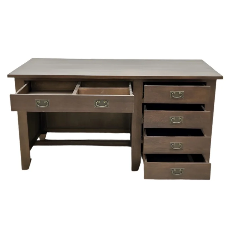 Mission Quarter Sawn Oak 5 Drawer Library Desk - Walnut