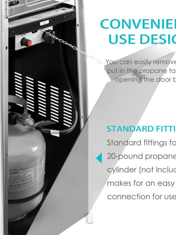 48,000 BTU Black Heat-Focusing Propane Gas Patio Heater with Wheels