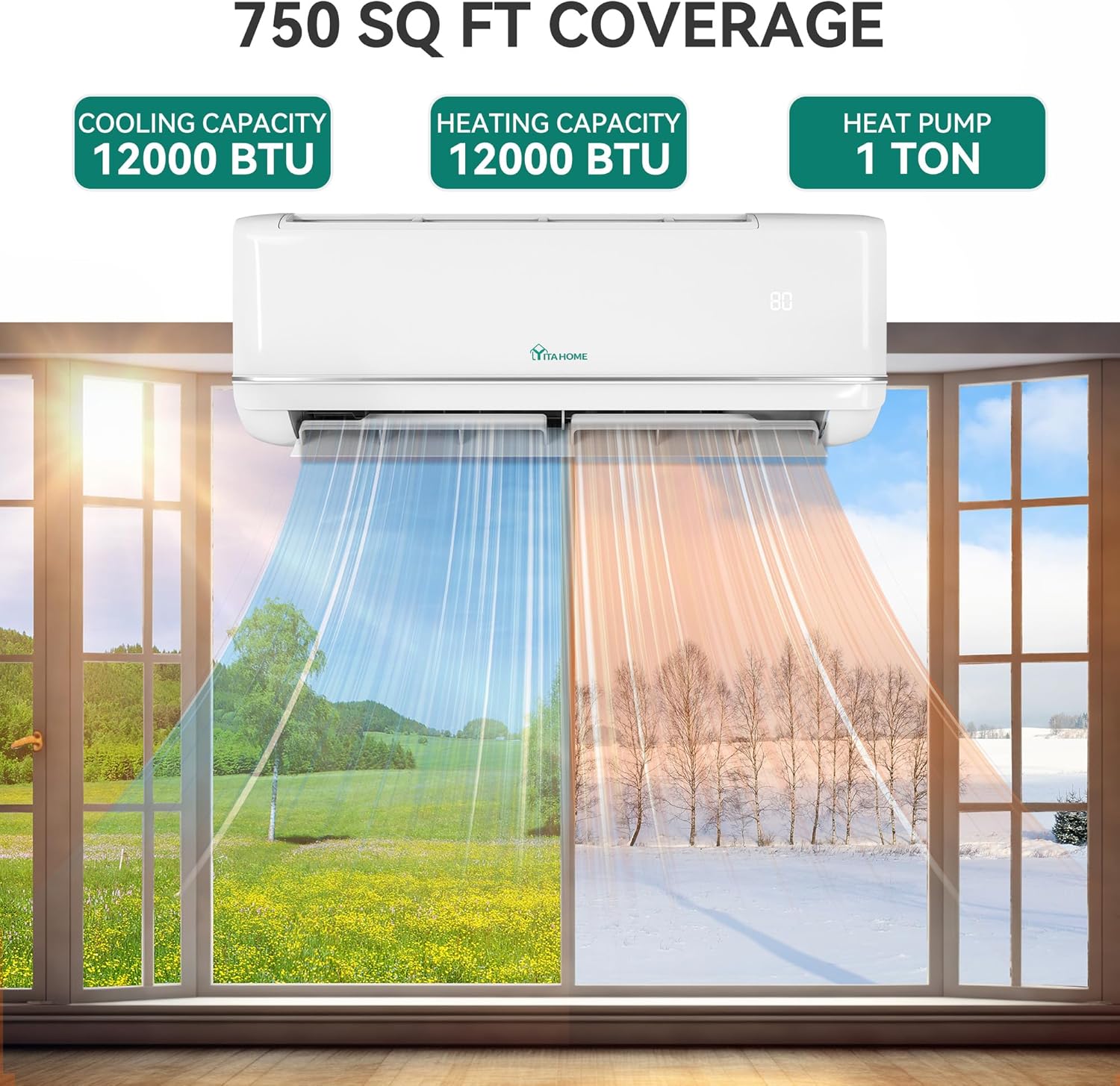 12000 BTU Mini Split AC Heat Pump – WiFi & Alexa Compatible