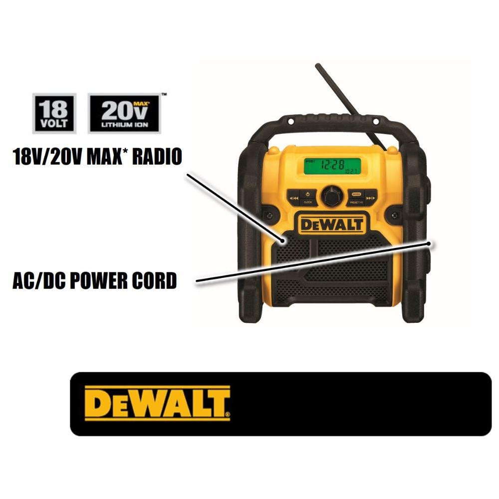 2025 DEWALT 20-Volt MAX Compact Corded / Cordless Worksite Radio