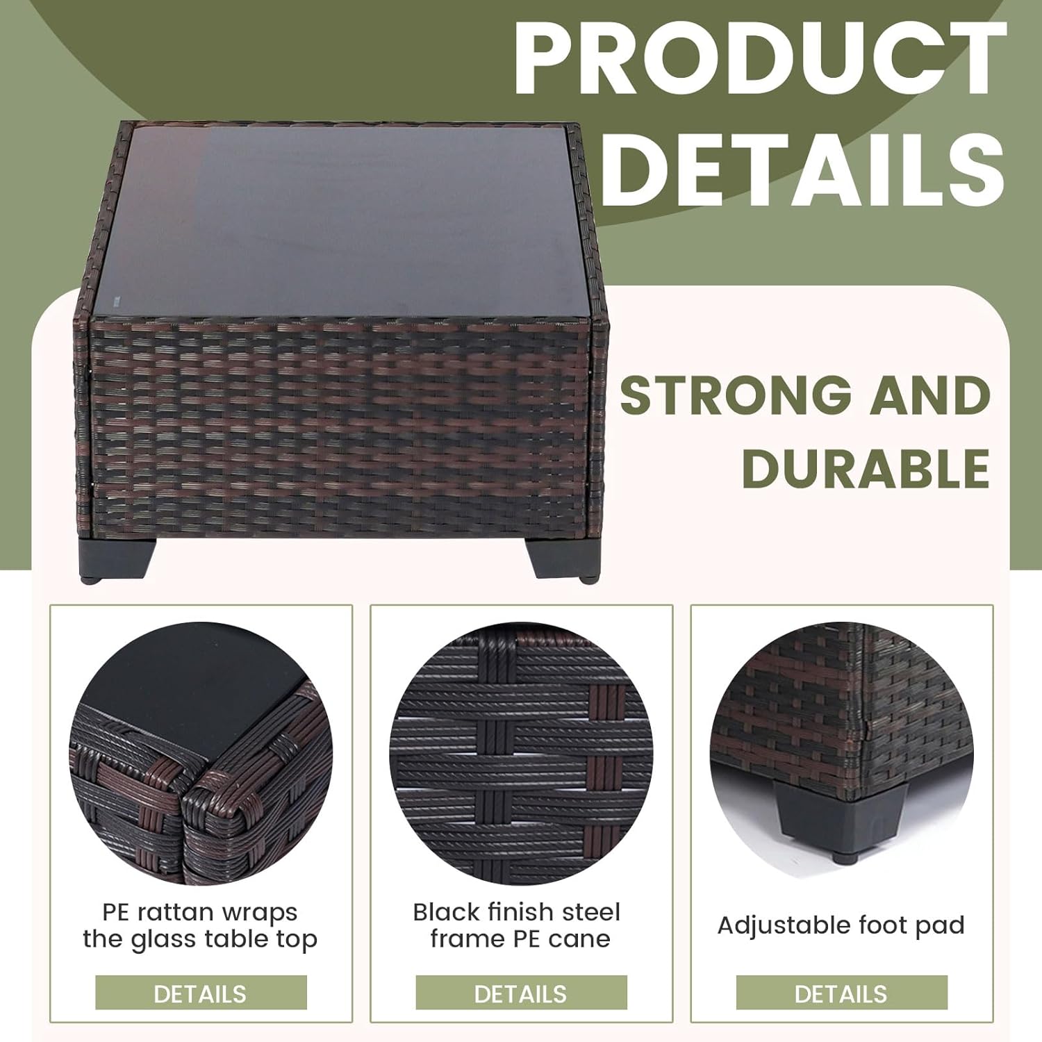 7 Pieces Rattan Patio Furniture Set with Tea Table