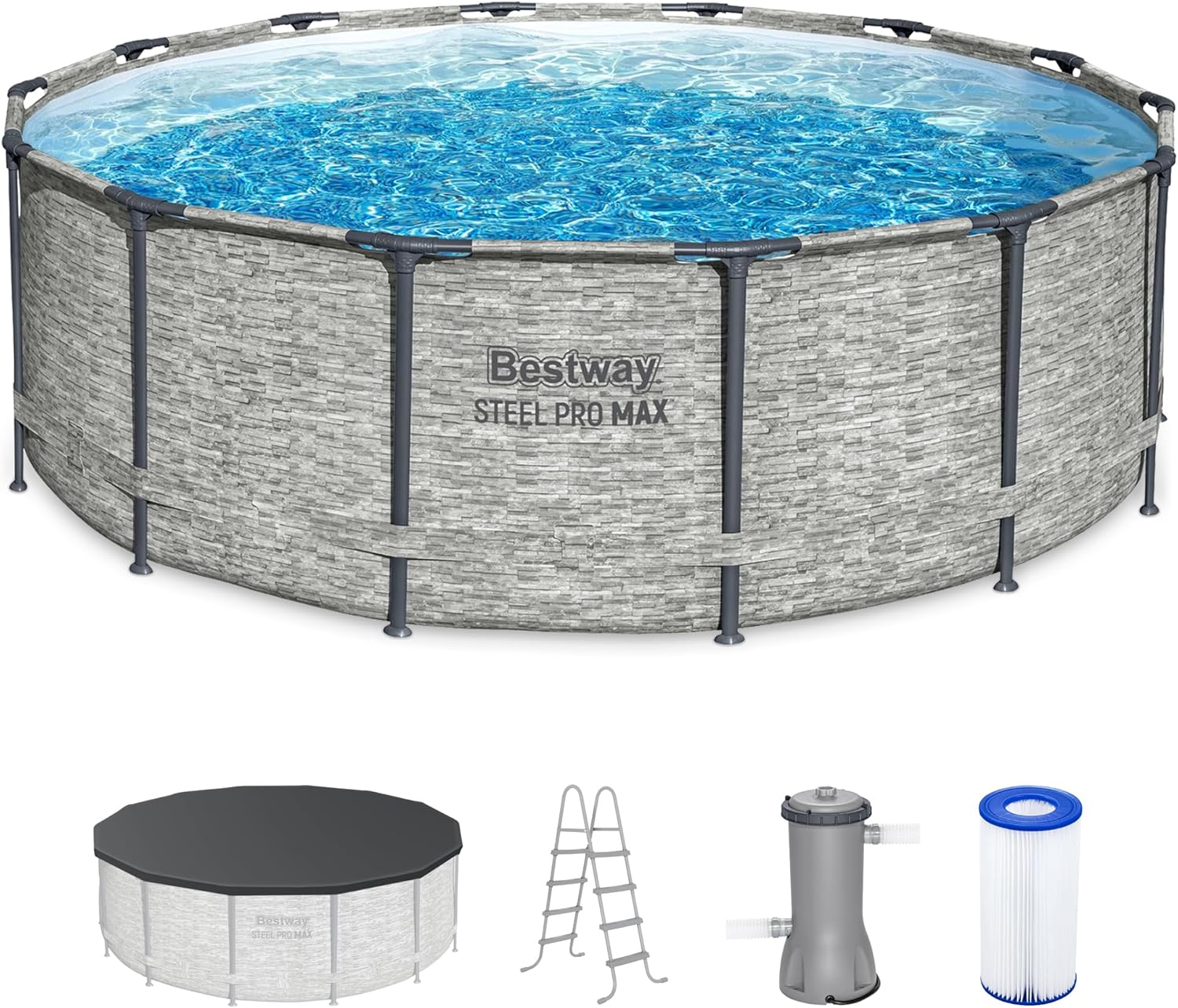 Above Ground Swimming Pool w/ Pump, Cover, & Ladder, 14' x 48