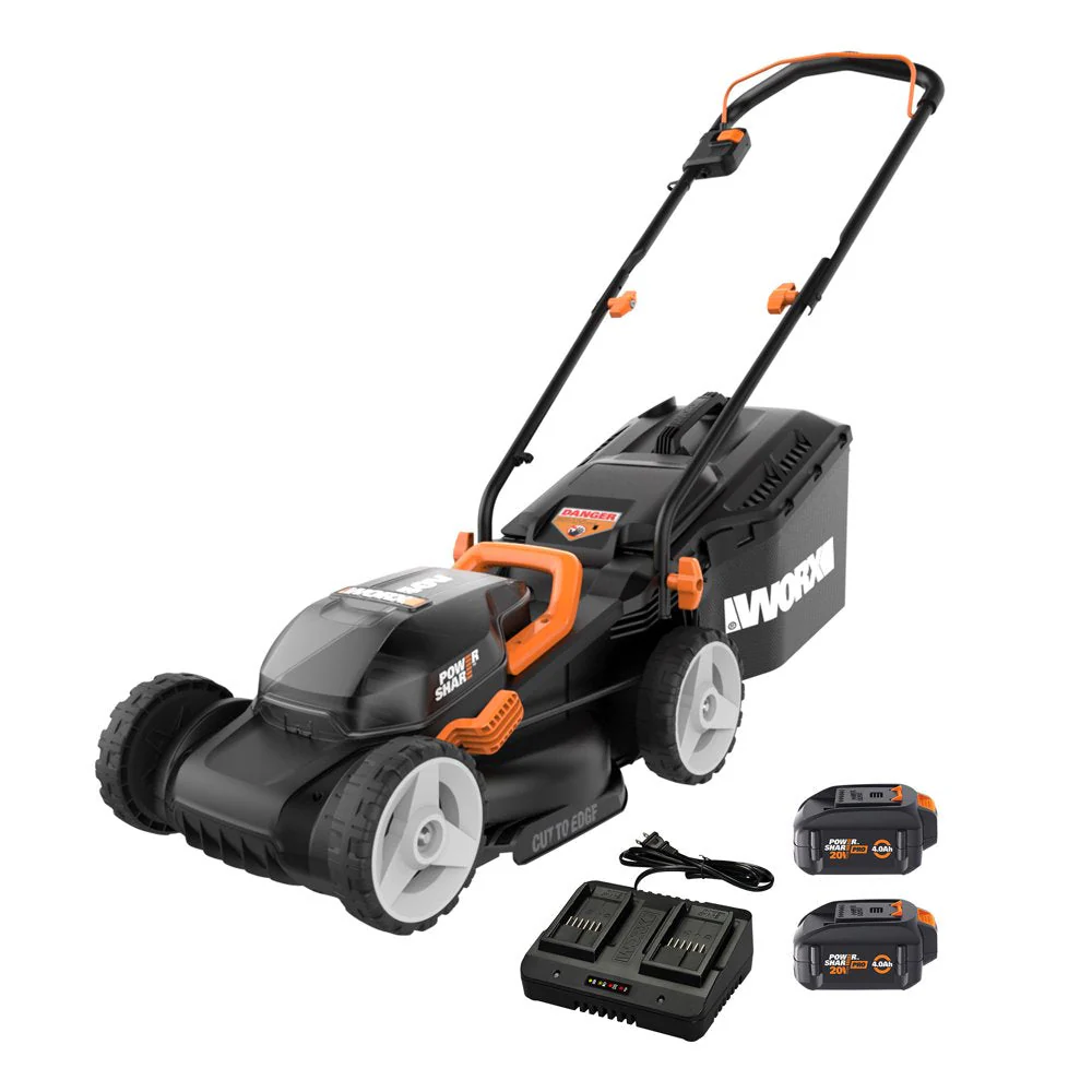 40V Cordless Lawn Mower 14′′ with Intellicut, Mulching, 2x20V 4.0Ah Batteries and Charger Included