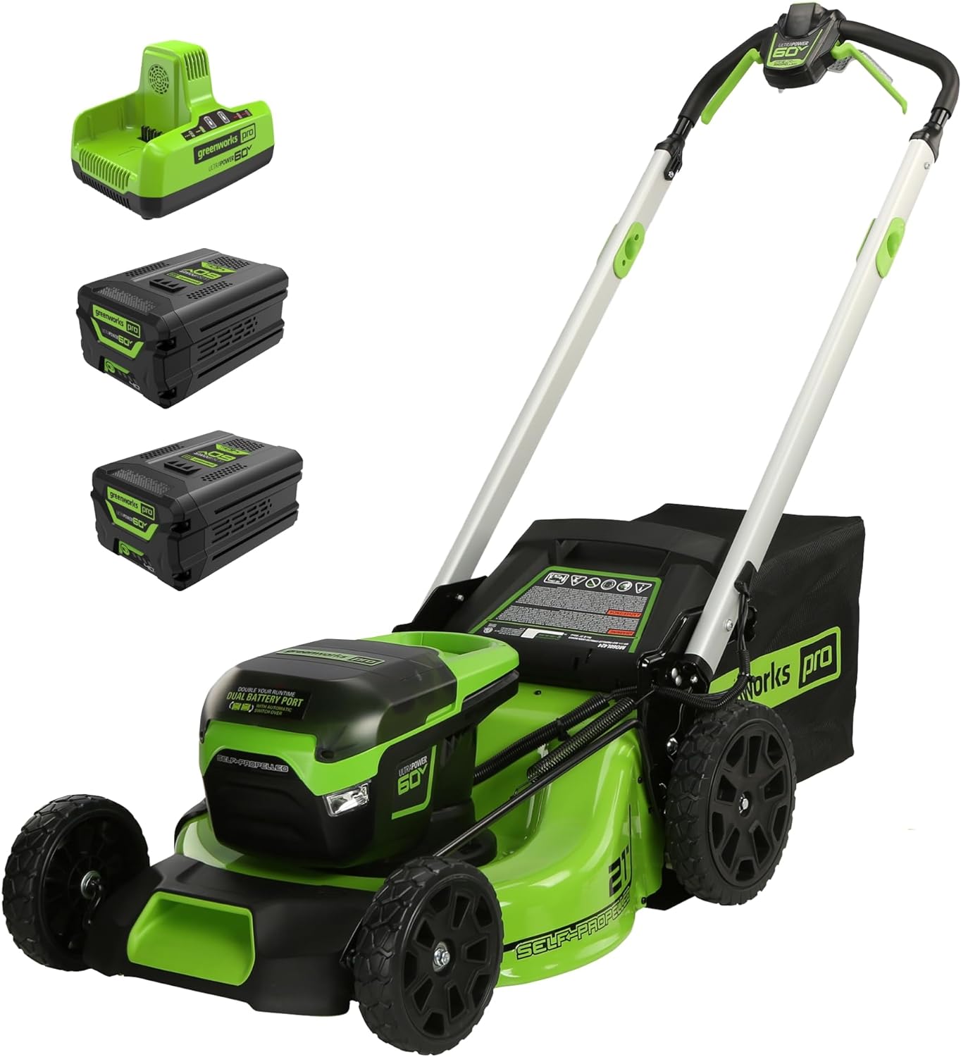 60V 21” Cordless (Self-Propelled) Lawn Mower . 2 x 4.0Ah Batteries and Dual Port Rapid Charger