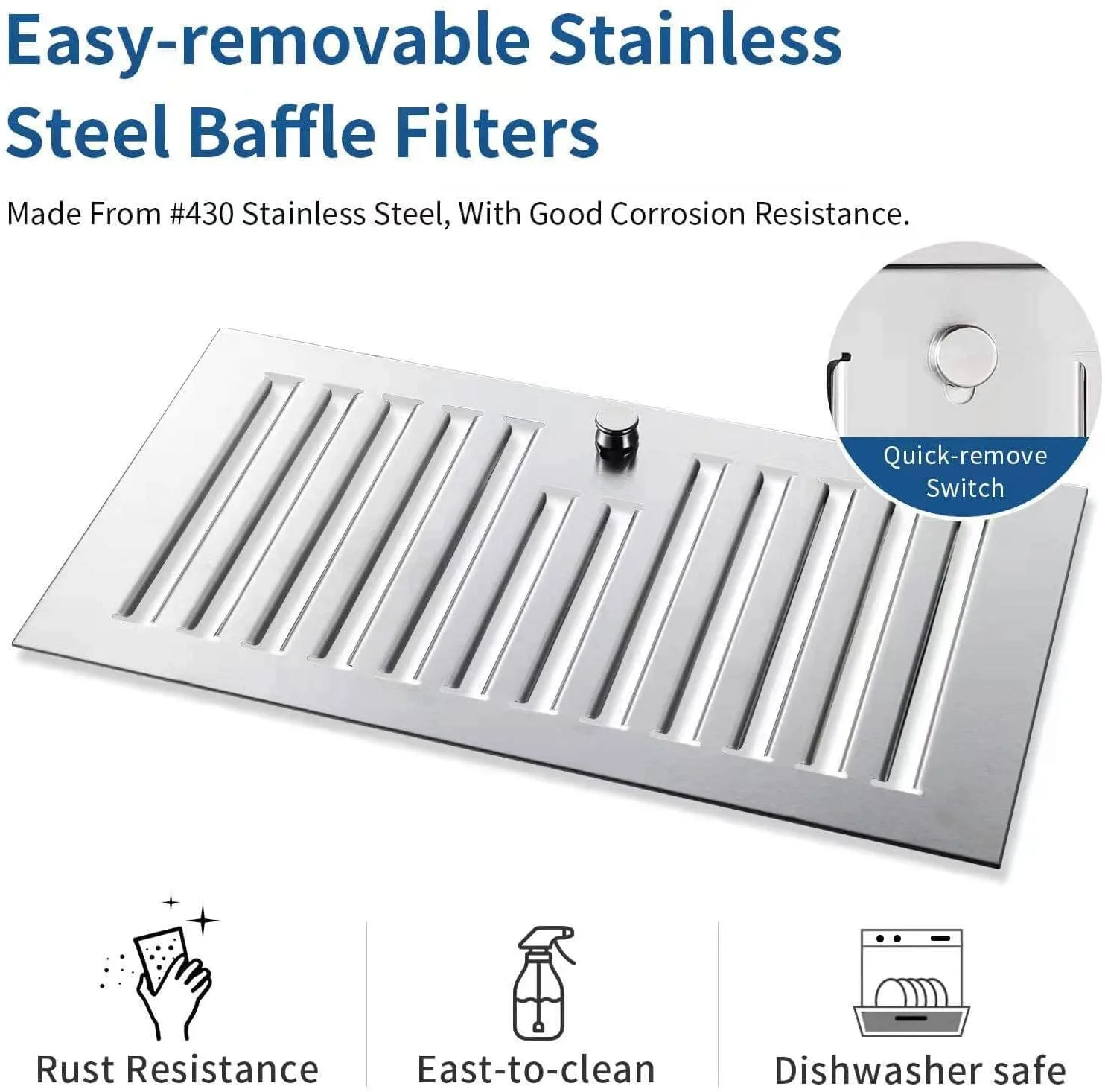 2026 Range Hood 30-inch Built-in Insert Cooker Hood 600CFM Powerful Exhaust Vent Fan