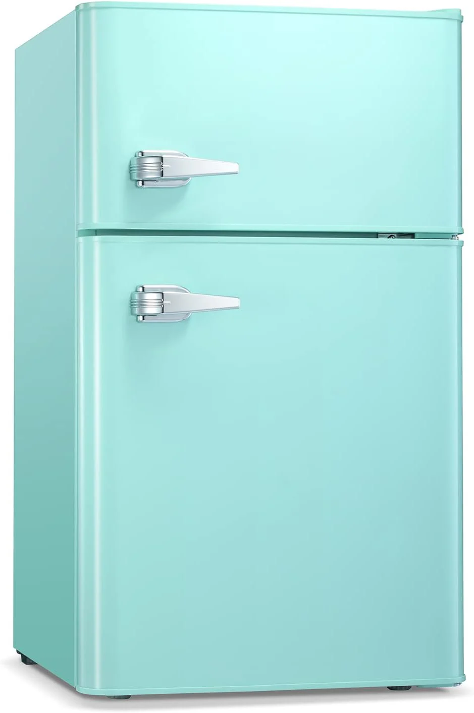 2026 Antarctic Star Compact Mini Refrigerator Separate Freezer, Small Fridge Double 2-Door Adjustable Removable Retro Stainless Steel Shelves Living room/Kitchen/Dorm/Office 3.2 cu ft.Green