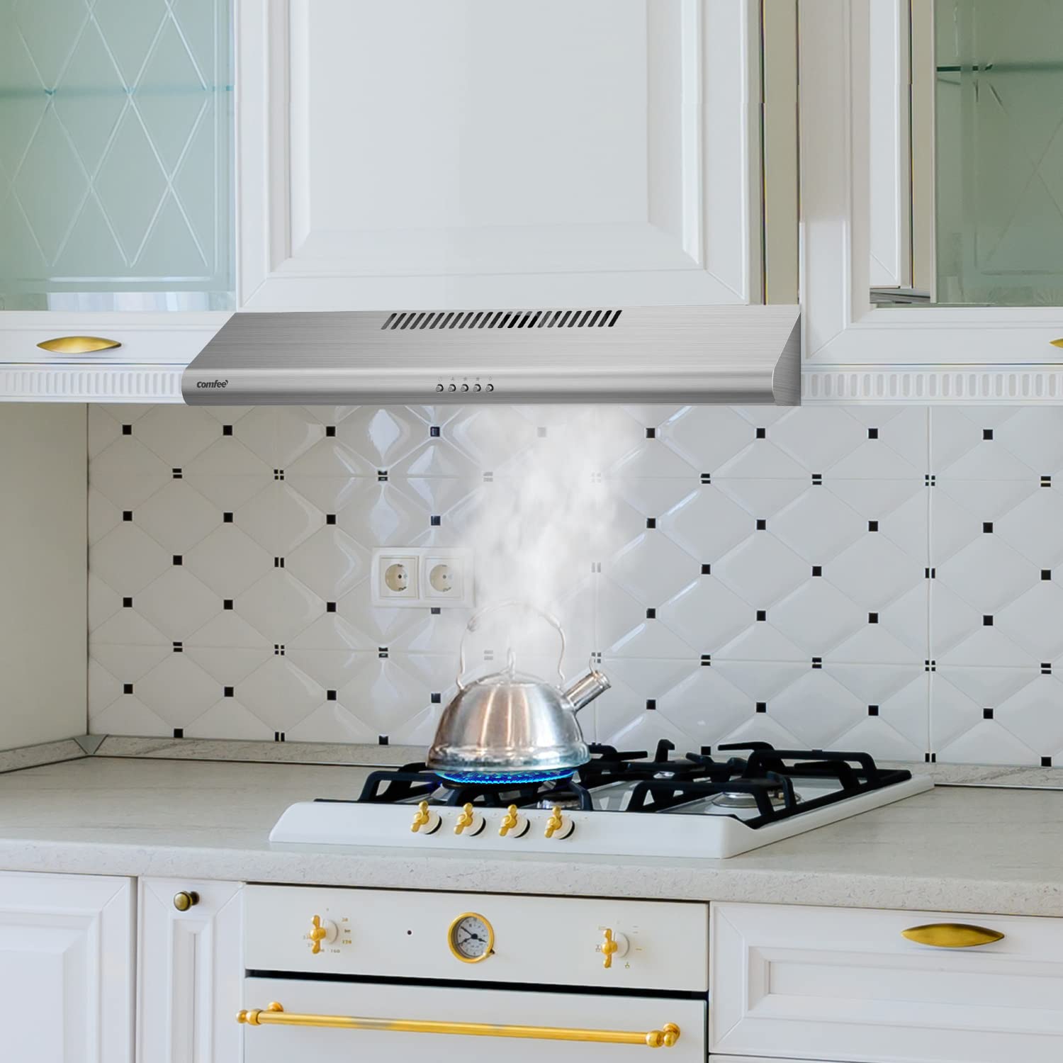 30 inch Under Cabinet Ducted/Ductless Convertible Slim Vent Durable Stainless Steel Kitchen Reusable Filter