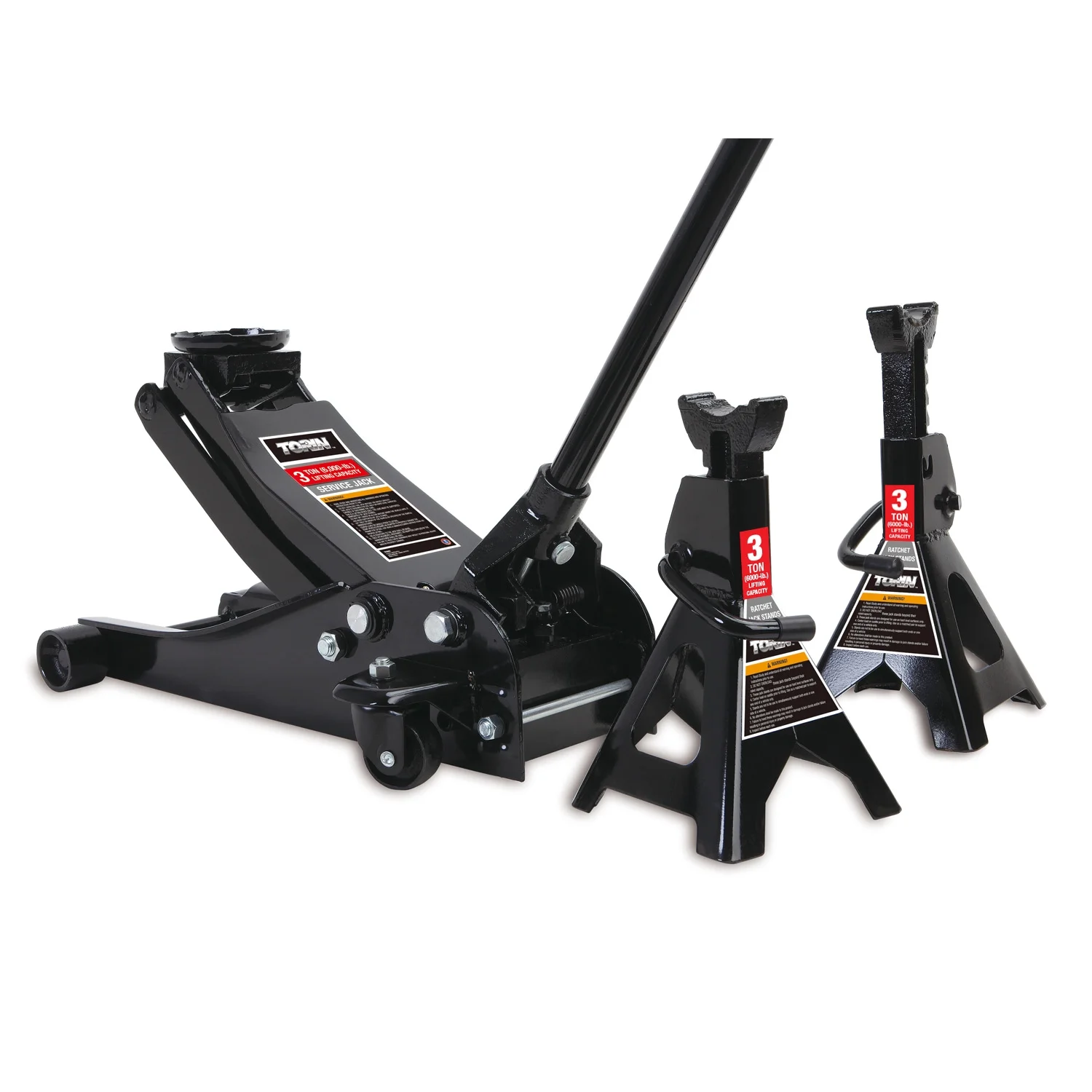 2026 Torin Hydraulic Trolley Floor Jack Combo with Pair Jack Stands, 3 Ton (6,000 lb)
