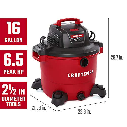 CRAFTSMAN 16 Gallon 6.5 Peak HP Wet/Dry Vac, Heavy-Duty Shop Vacuum