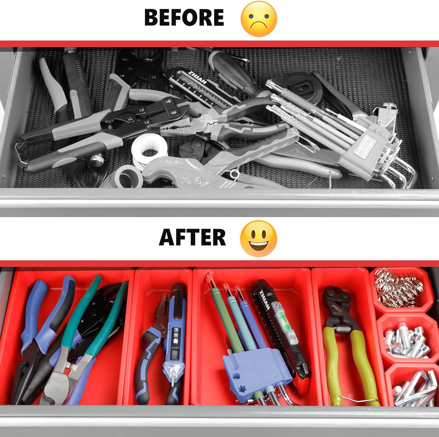 2026 Tool Chest 8-Drawer | 42'' Large Rolling Tool Chest with Wheels | Detachable Top Metal Tool Box | Garage Storage Cabinet for Repair Room,Warehouse | Rolling Tool Box with Hooks,Liners,Tray Divider