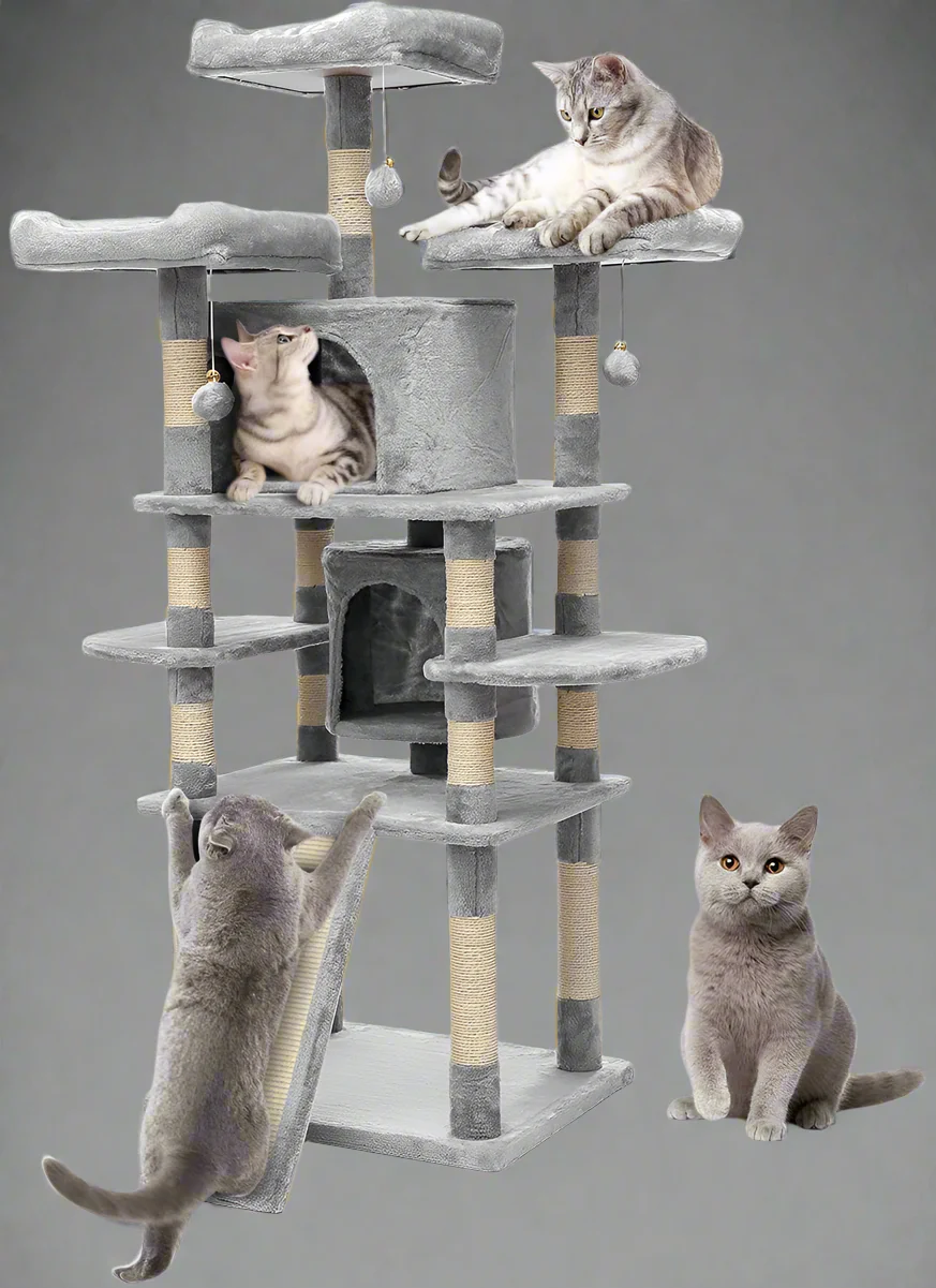 67-Inch Cat Tree Kitty Condo Ladder Playhouse