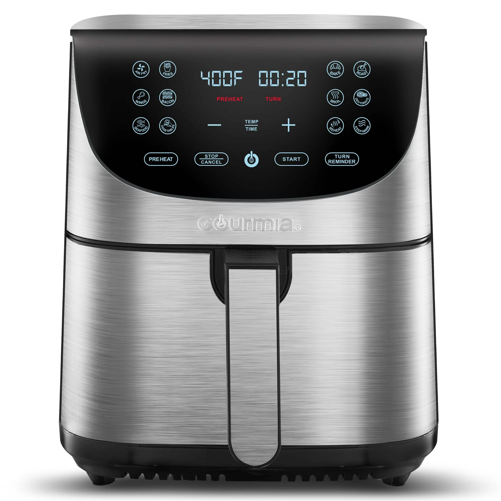 Gourmia 7-Qt Digital Air Fryer with Guided Cooking, Easy Clean, Stainless Steel