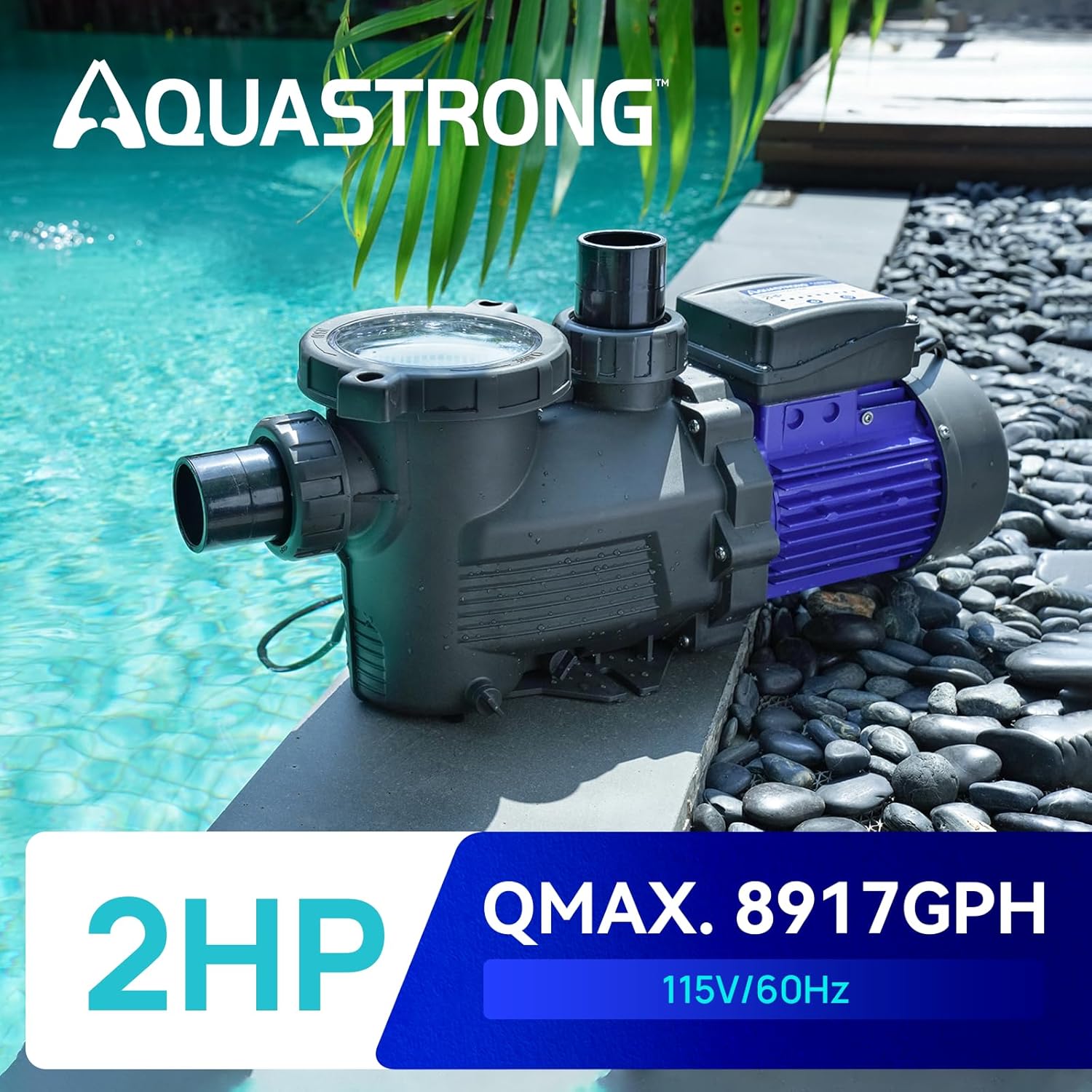 In/Above Ground Pool Pump, 2HP Single Speed, 8917 GPH