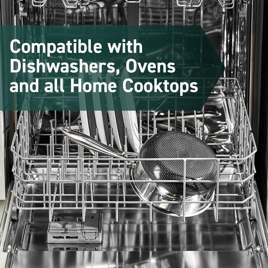 HexClad Hybrid Nonstick 6-Piece Pot Set with 2 Silicone Trivets, 2, 3, and 8-Quart Pots with Tempered Glass Lids, Stay-Cool Handles, Dishwasher-Friendly, Induction-Ready, Compatible with All Cooktops