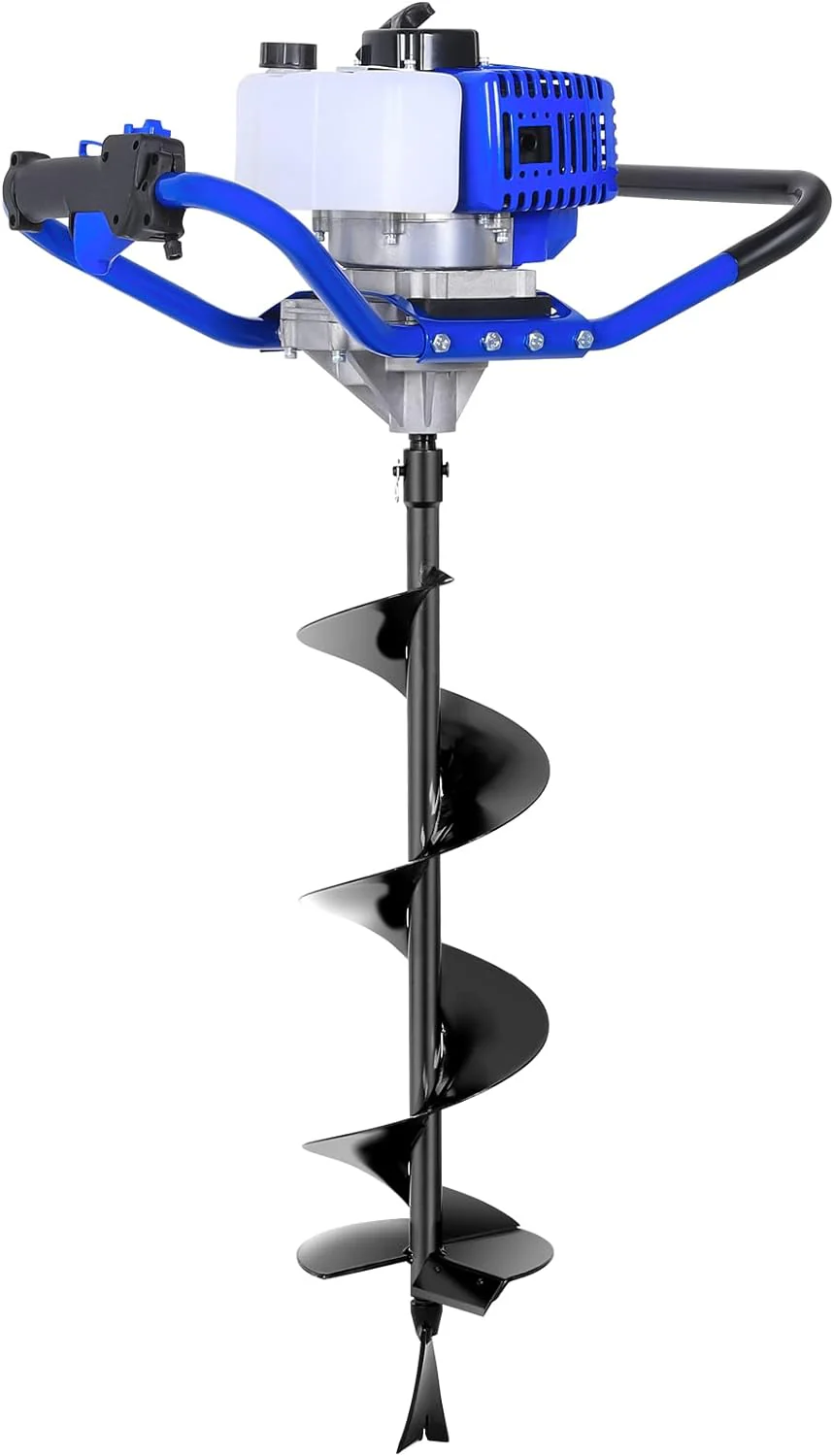 Post Hole Digger Gas Powered, 52cc 2.4 HP 2 Stroke Engine Earth Auger with 8quot; Drill Bit, EPA Compliant Post Hole Auger