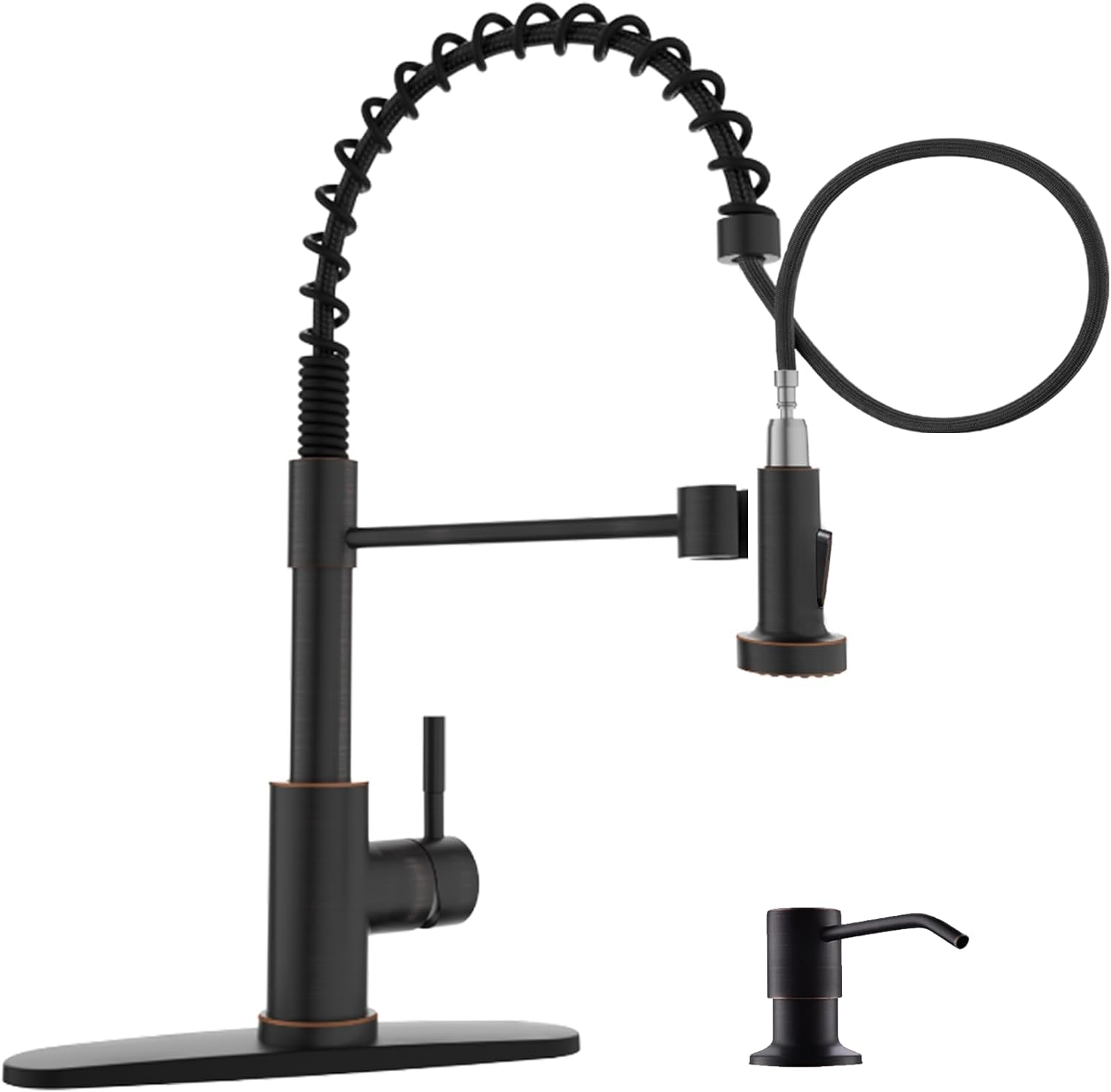 Black Touchless Kitchen Faucet with Soap Dispenser, Motion Sensor Activated Hands-Free Automatic Faucet for Sink with Pull Down Sprayer, Single Handle Smart Faucets for Kitchen Sink