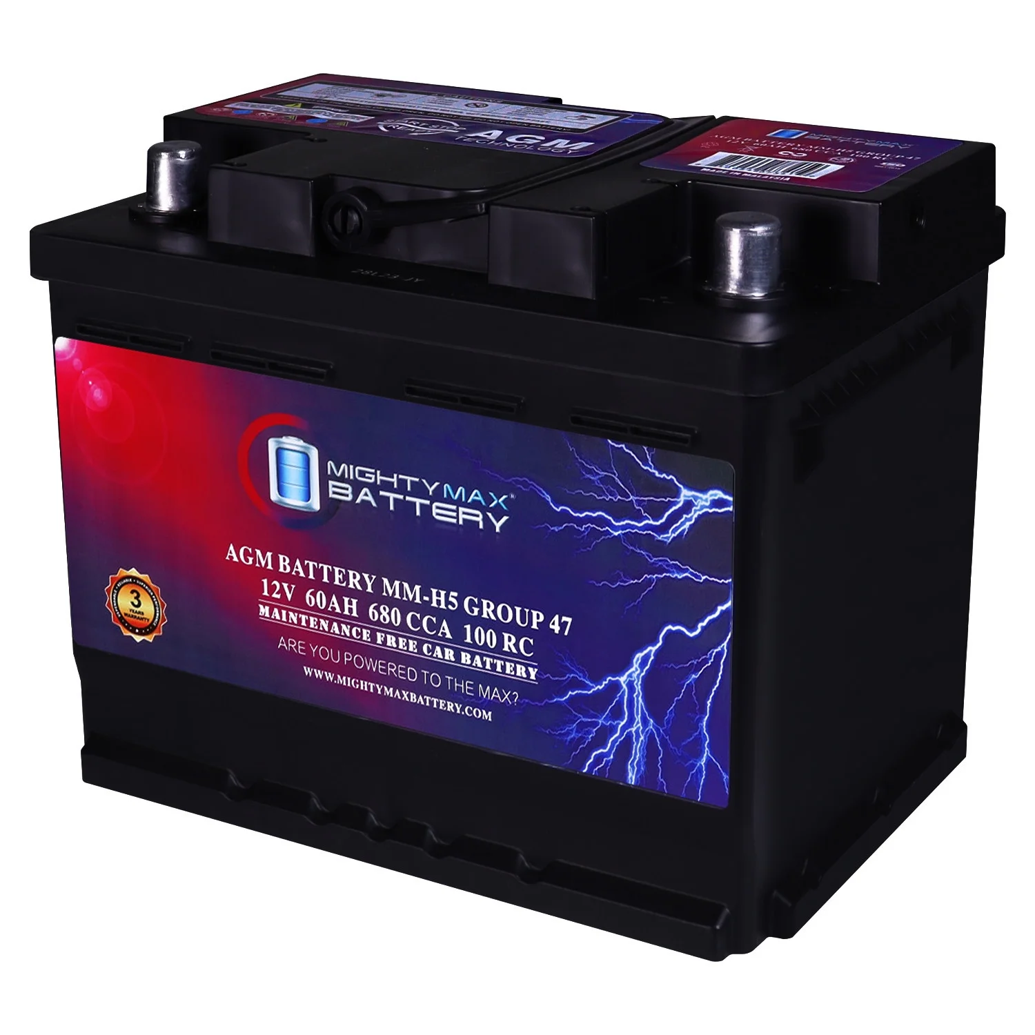 MM-H5 Group 47 12V 60AH 100RC 680CCA Replacement Battery Compatible with Chevrolet Astra99-08