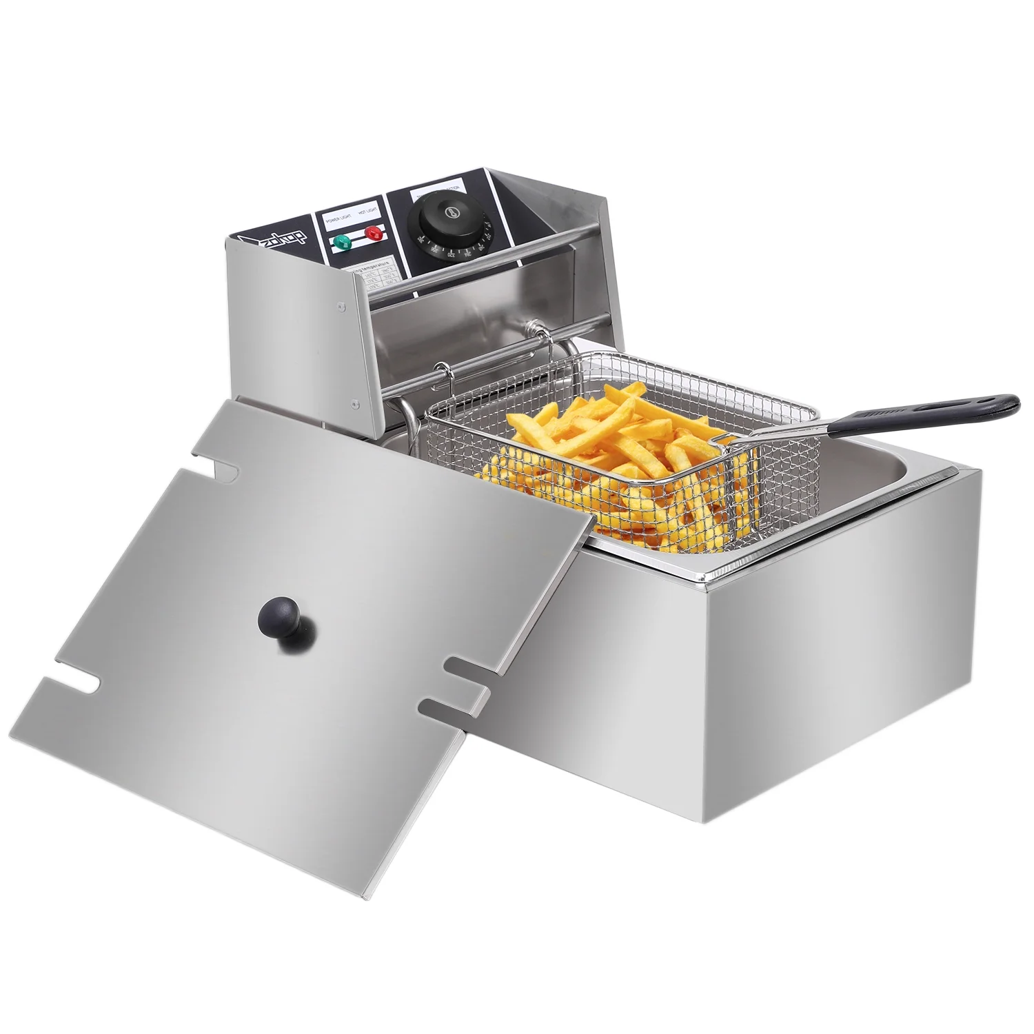 2026 ZOKOP 6.3QT Electric Deep Fryer Countertop Deep Fryer Restaurant Stailless Steel