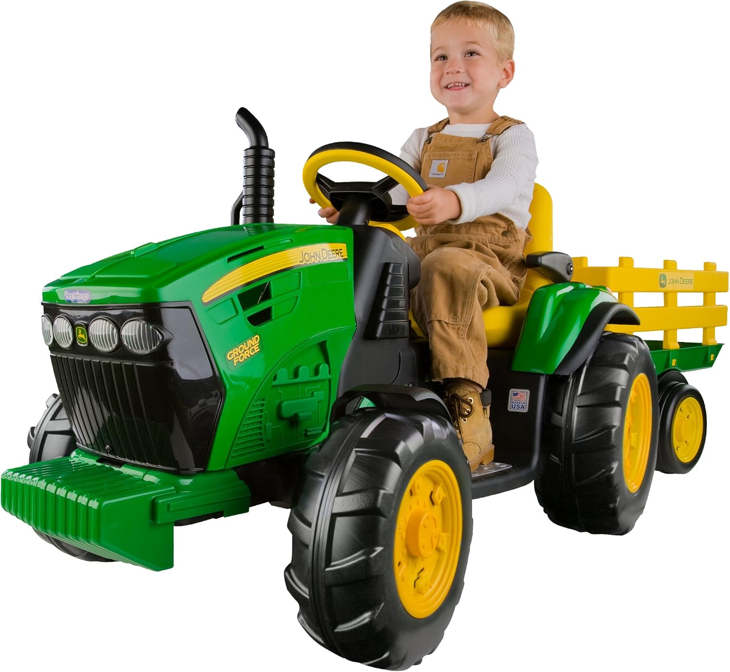 John Deere Ground Force Tractor with Trailer Ride-On