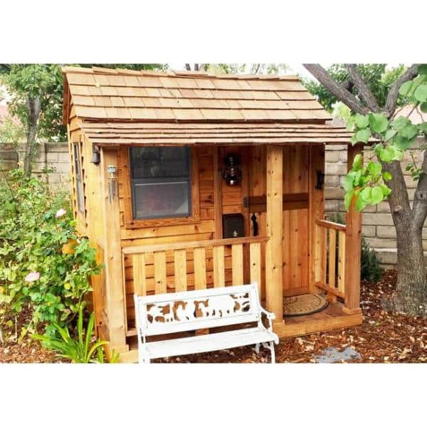 Outdoor Living Today Little Squirt 6×6 ft. Cedar Playhouse with Windows and Dutch Door