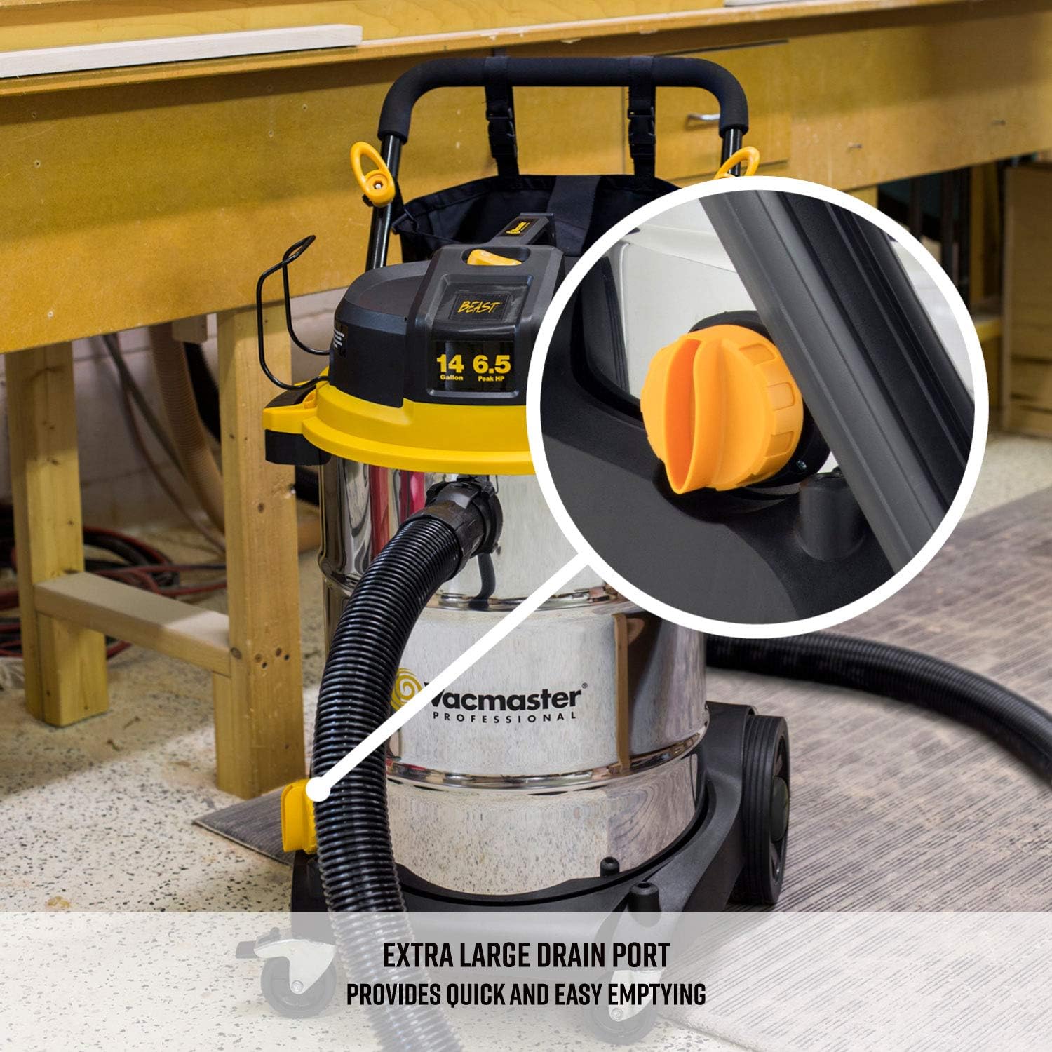 Beast Professional Series 14 Gal. 6.5 HP Steel Tank Wet/Dry Vac with Cart