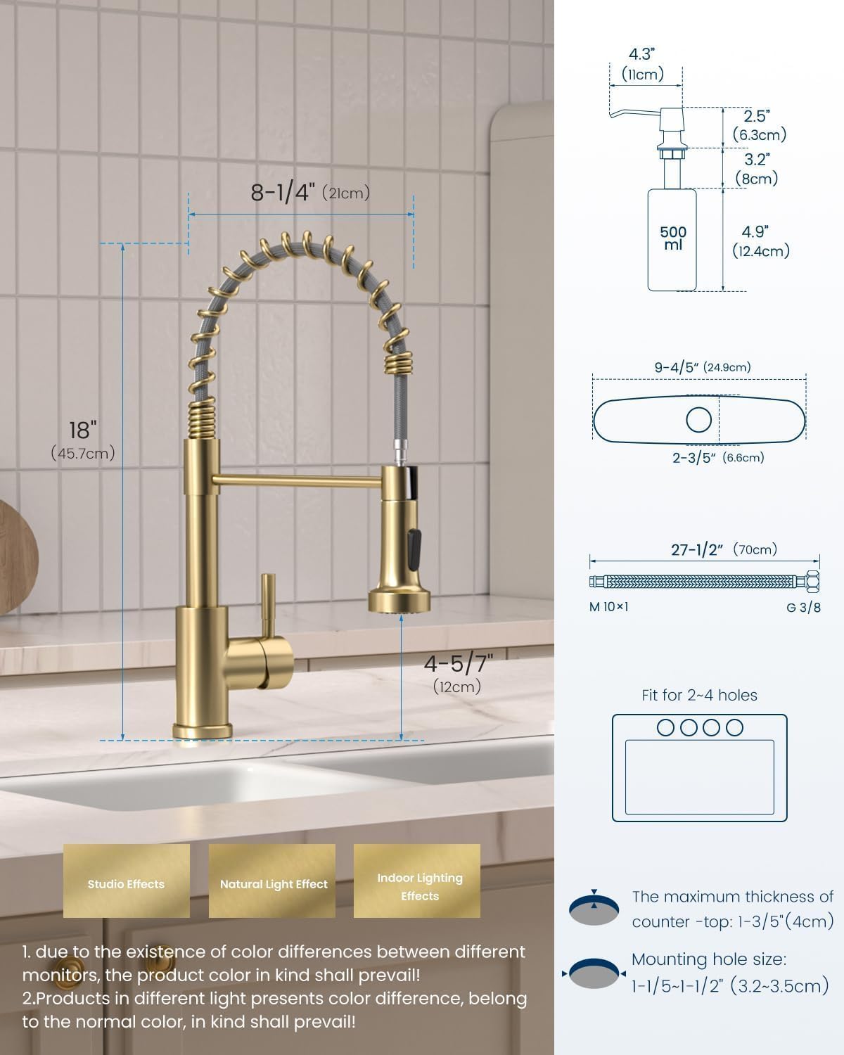 Black Touchless Kitchen Faucet with Soap Dispenser, Motion Sensor Activated Hands-Free Automatic Faucet for Sink with Pull Down Sprayer, Single Handle Smart Faucets for Kitchen Sink
