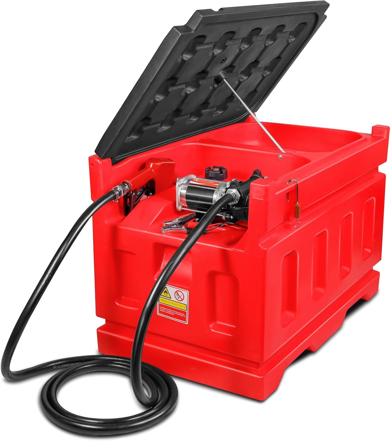 2026 Portable 48 Gallon Fuel Tank with Pump for Gasoline & Diesel, 15GPM High Flow Rate 12V DC Self-Priming Fuel Transfer Pump, 13.1ft Hose, Auto Fueling Nozzle, for Easy Fuel Transportation