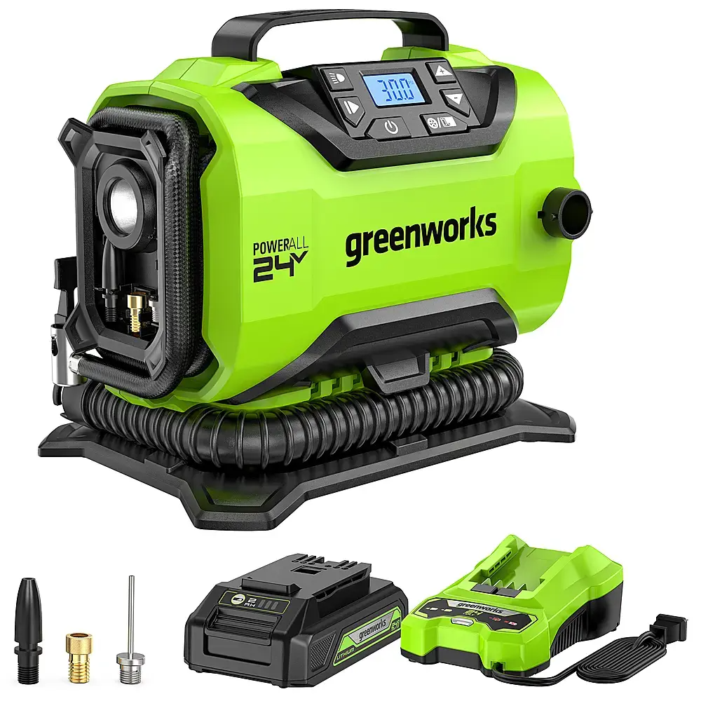 2026 24 Volt Battery Powered 160-PSI Inflator with 2.0 Ah USB-C Battery & Charger - Green