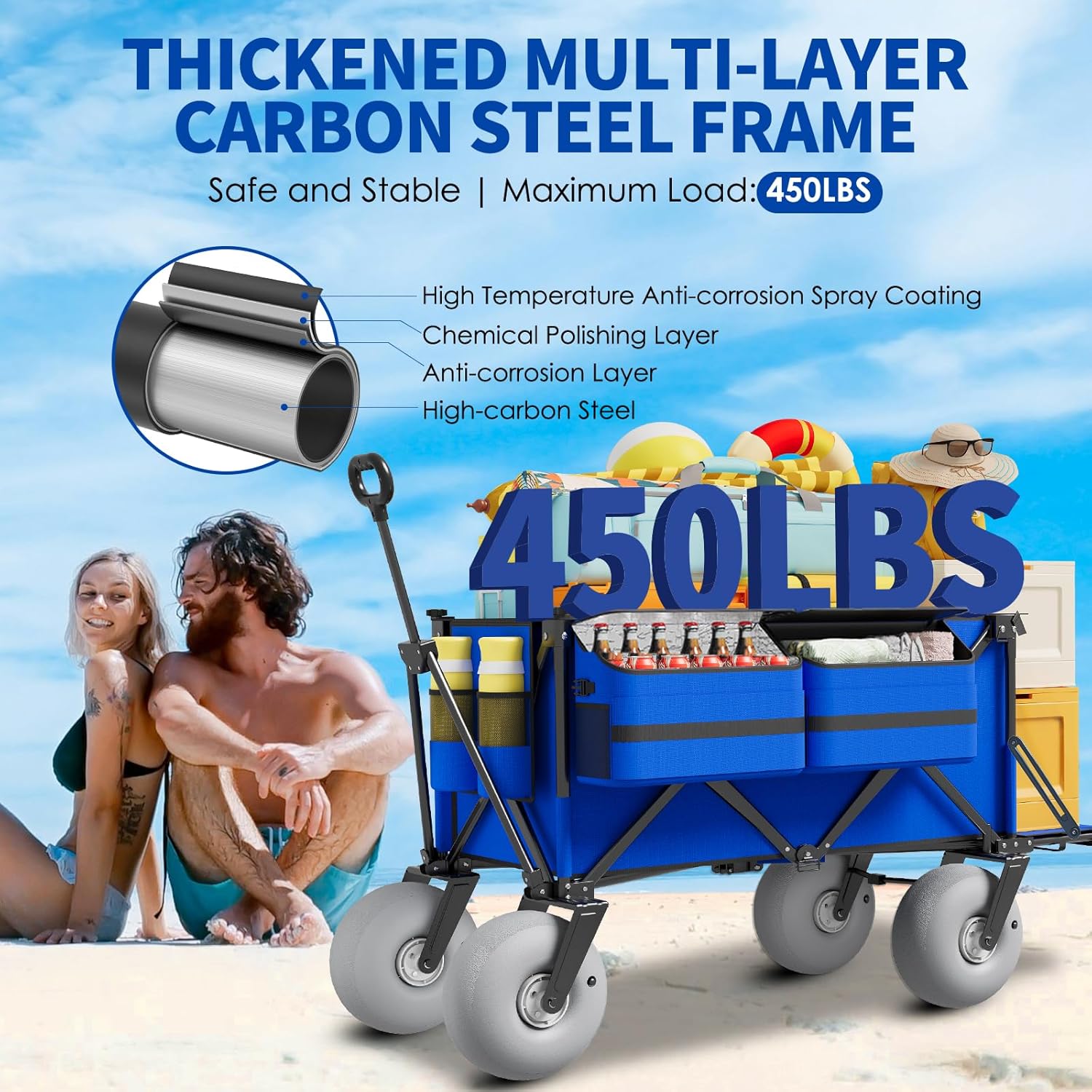 Beach Wagon with Big Wheels – 450Lbs Heavy Duty Cart