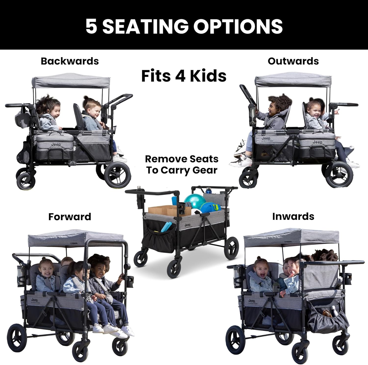 Jeep Wrangler Deluxe 4-Seater Stroller Wagon