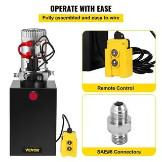 2026 12 qt. 12-Volt 3200 PSI Hydraulic Power Pump Electric Dump Trailer Pump with Steel Reservoir for Car Lift 12LDZYCZYYBTX0001V0