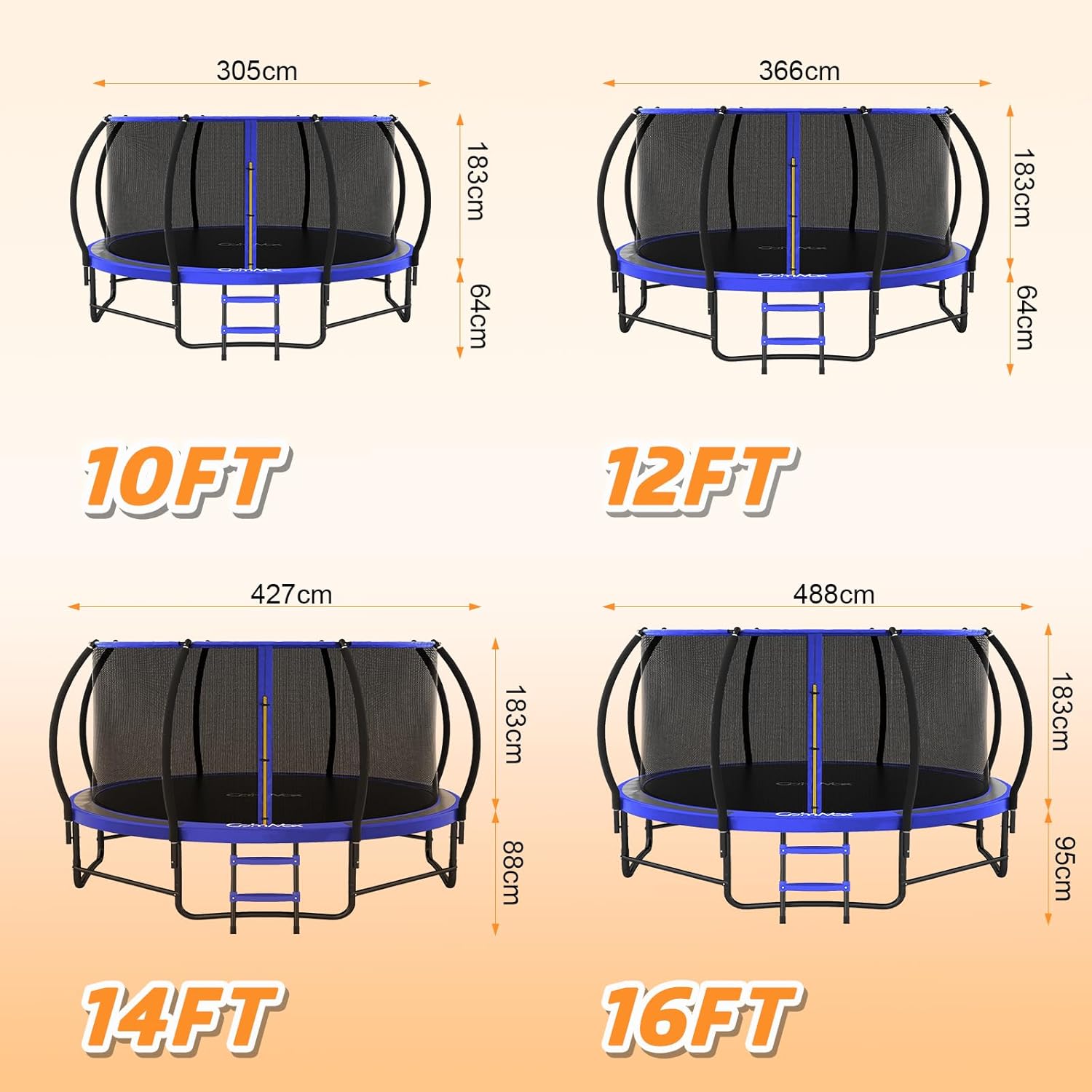 14Ft Trampoline with Safety Enclosure & Ladder