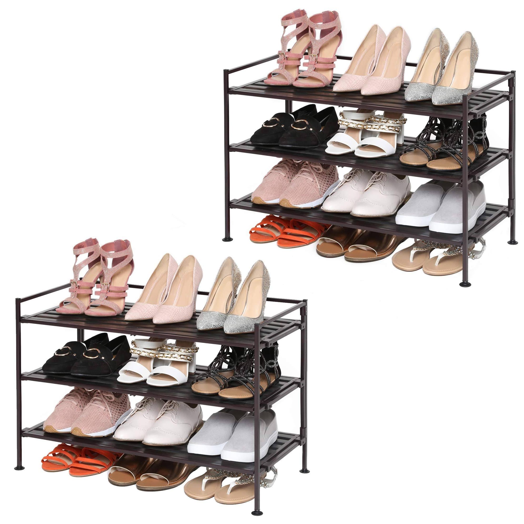 2026 3 Tier Resin Slat Utility Shoe Rack 2 Pack ,