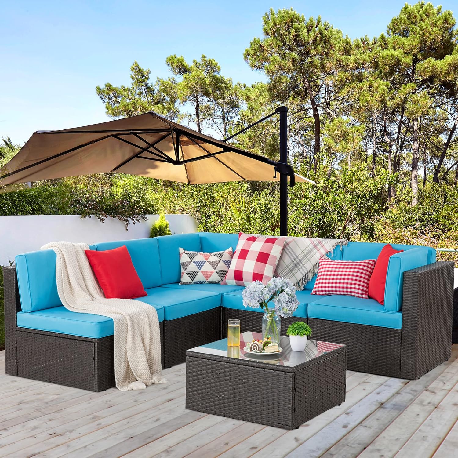 5 Piece All-Weather Patio Furniture Set with Ottoman