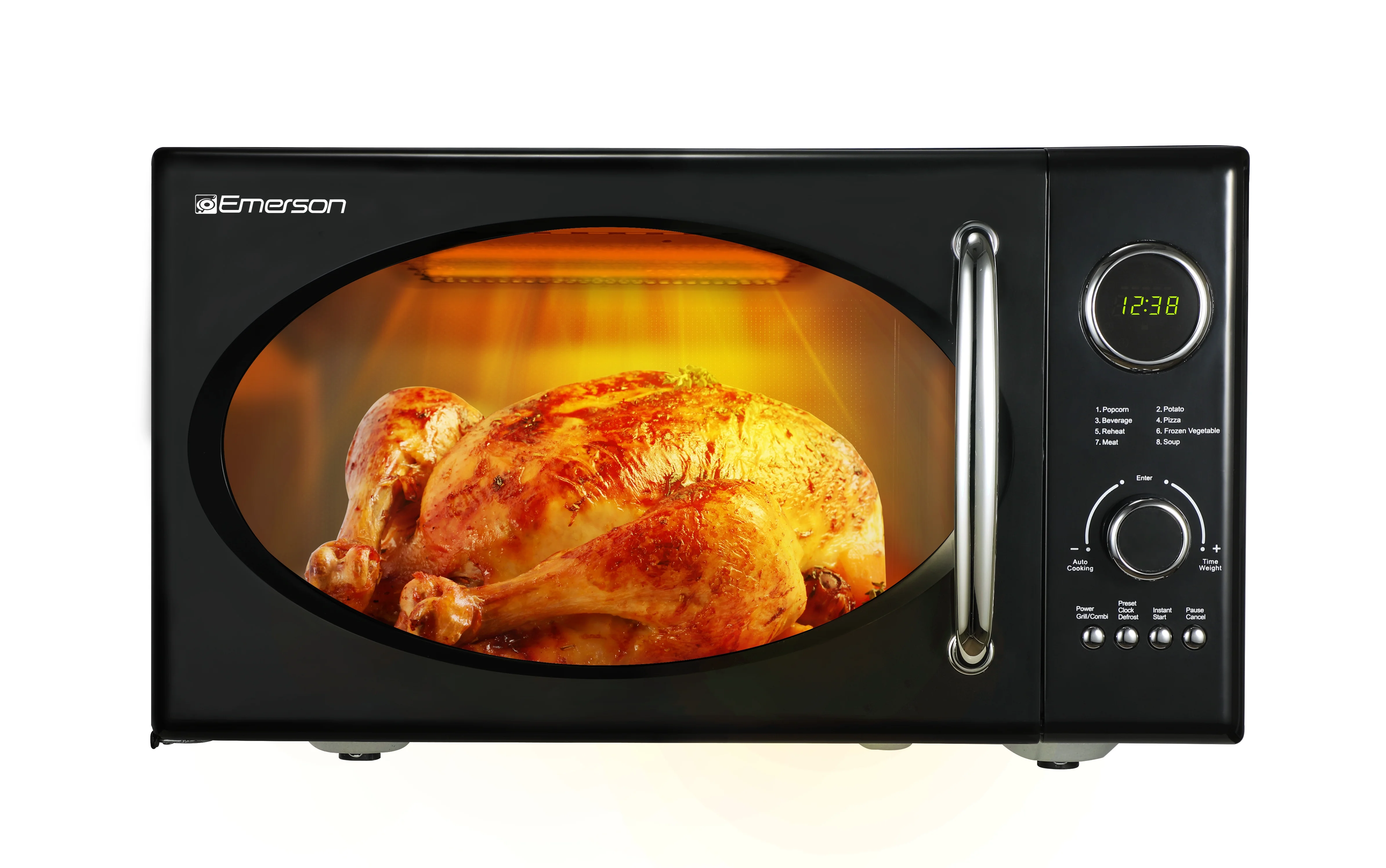 2026 Emerson 0.9 Cu Ft, 800W Retro Black Microwave Oven with Grill, MWRG0901BK