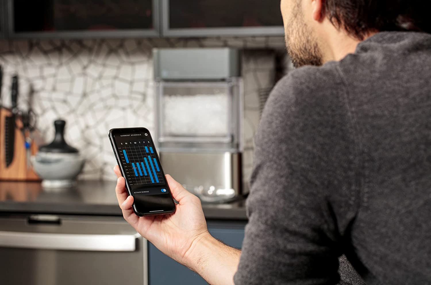 2.0 Countertop Nugget Ice Maker | Ice Machine with WiFi Connectivity | Smart Home Kitchen Essentials | Black Stainless