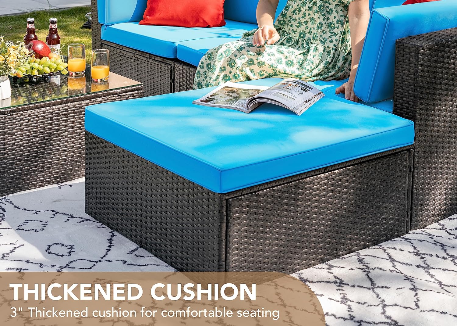 5 Pieces All-Weather Patio Furniture Set with Cushions