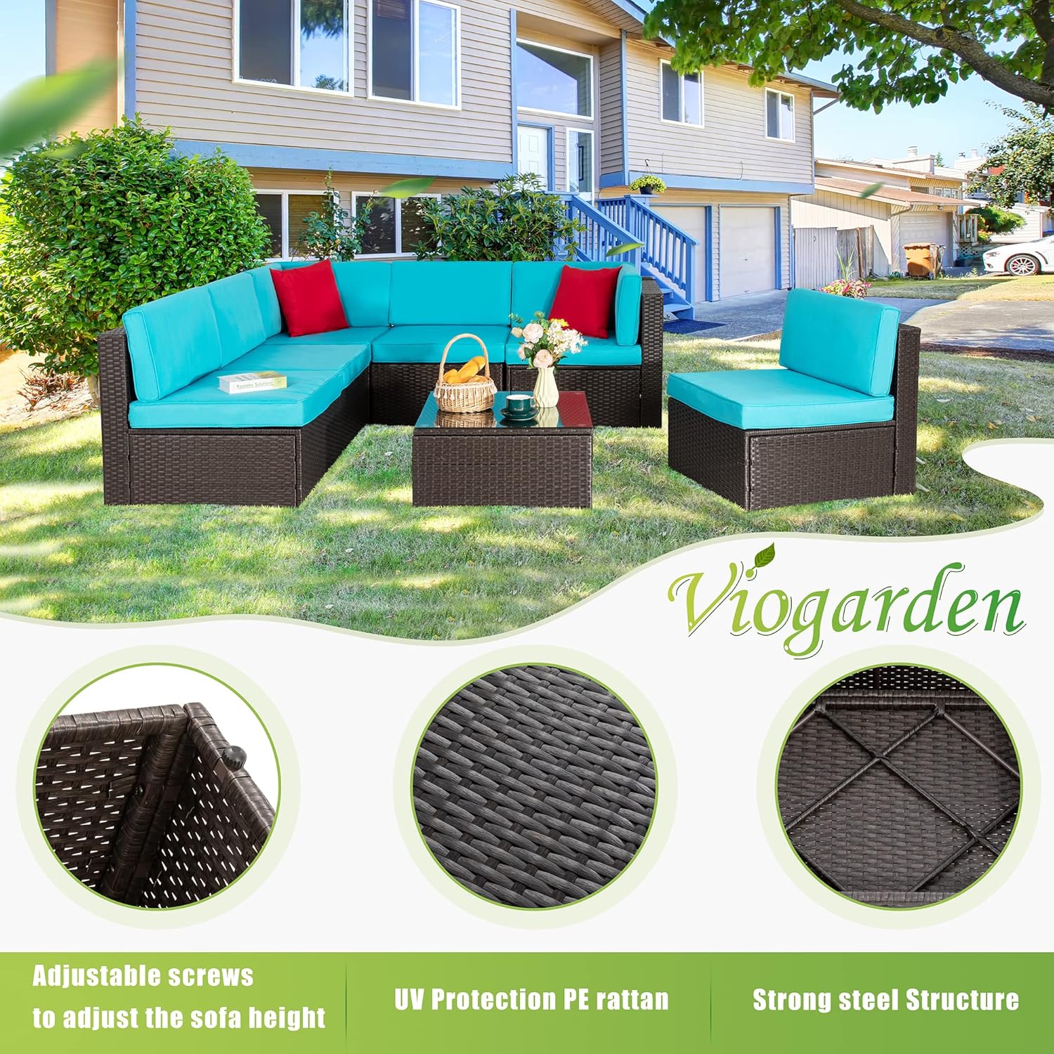 5 Piece All-Weather Patio Furniture Set with Ottoman