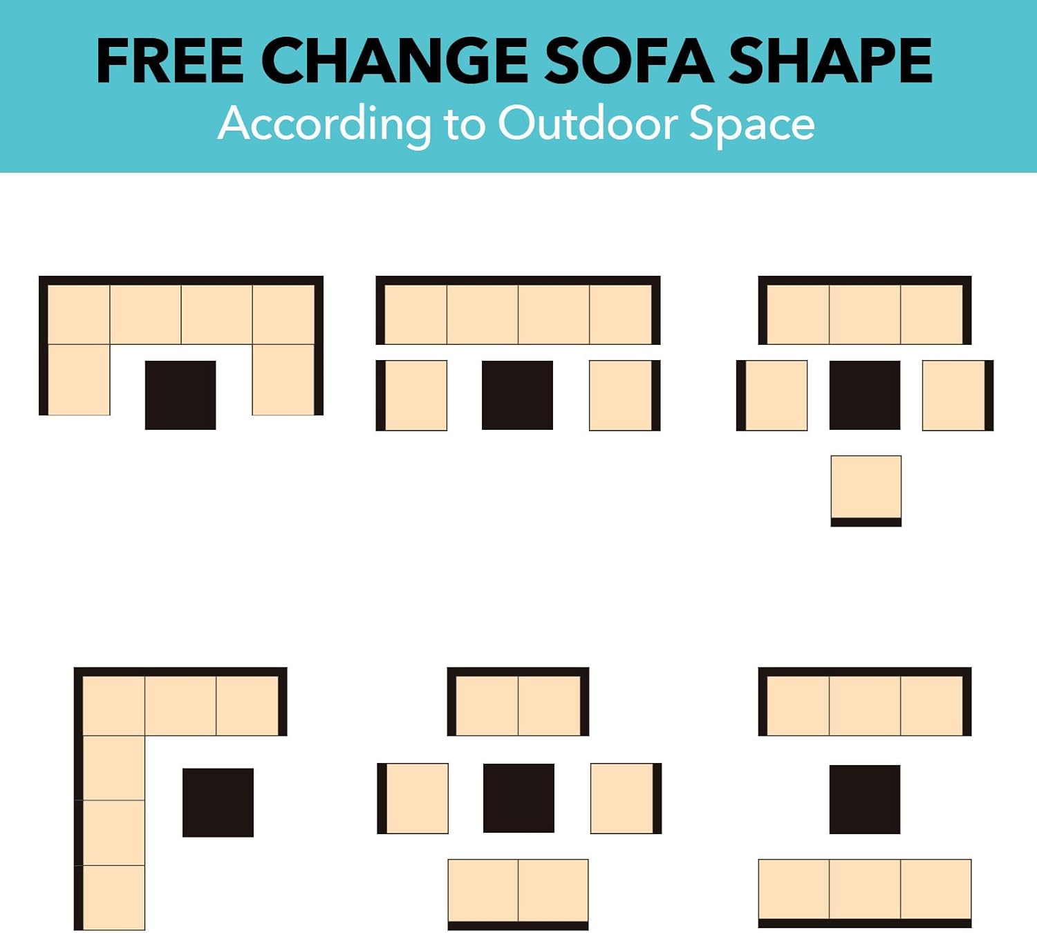 7 Pieces Rattan Patio Furniture Set with Tea Table