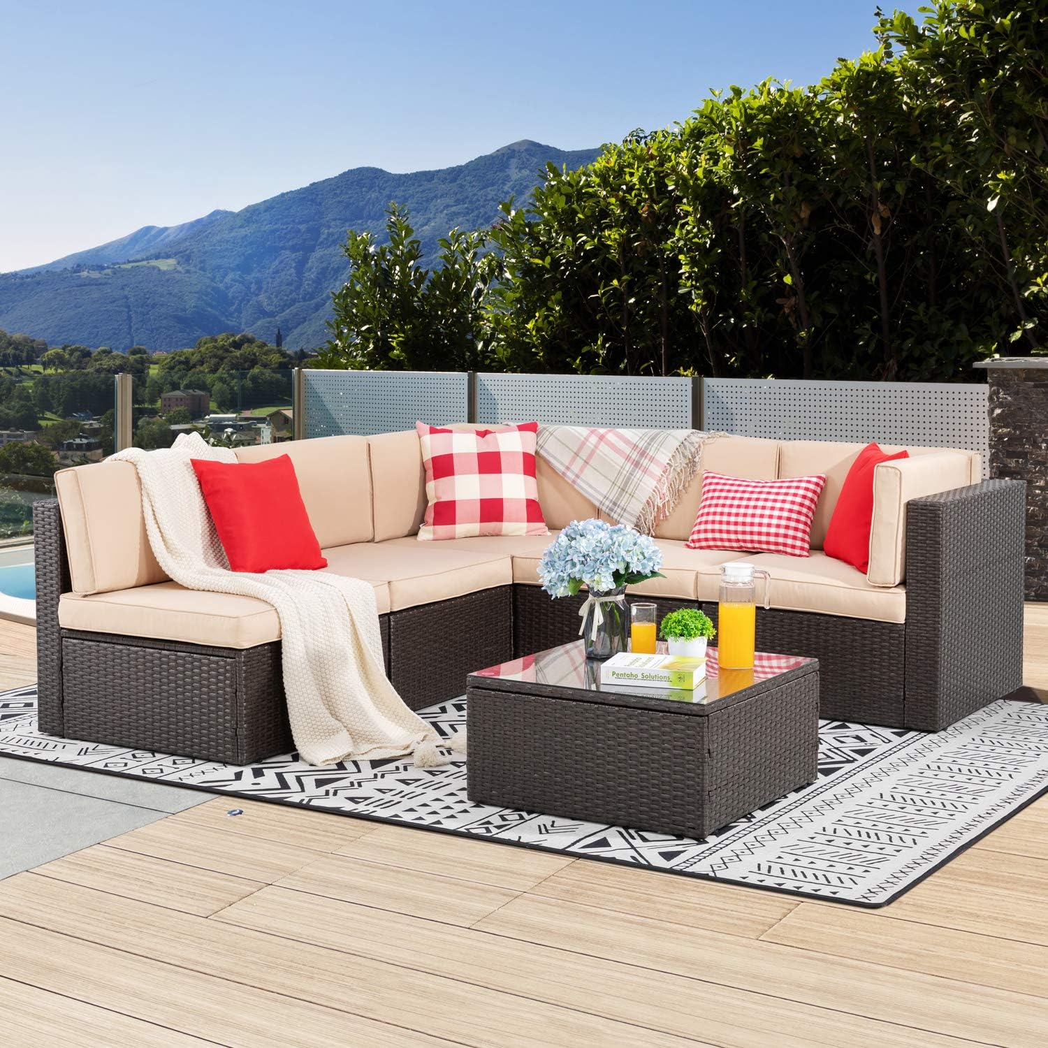 5 Piece All-Weather Patio Furniture Set with Ottoman