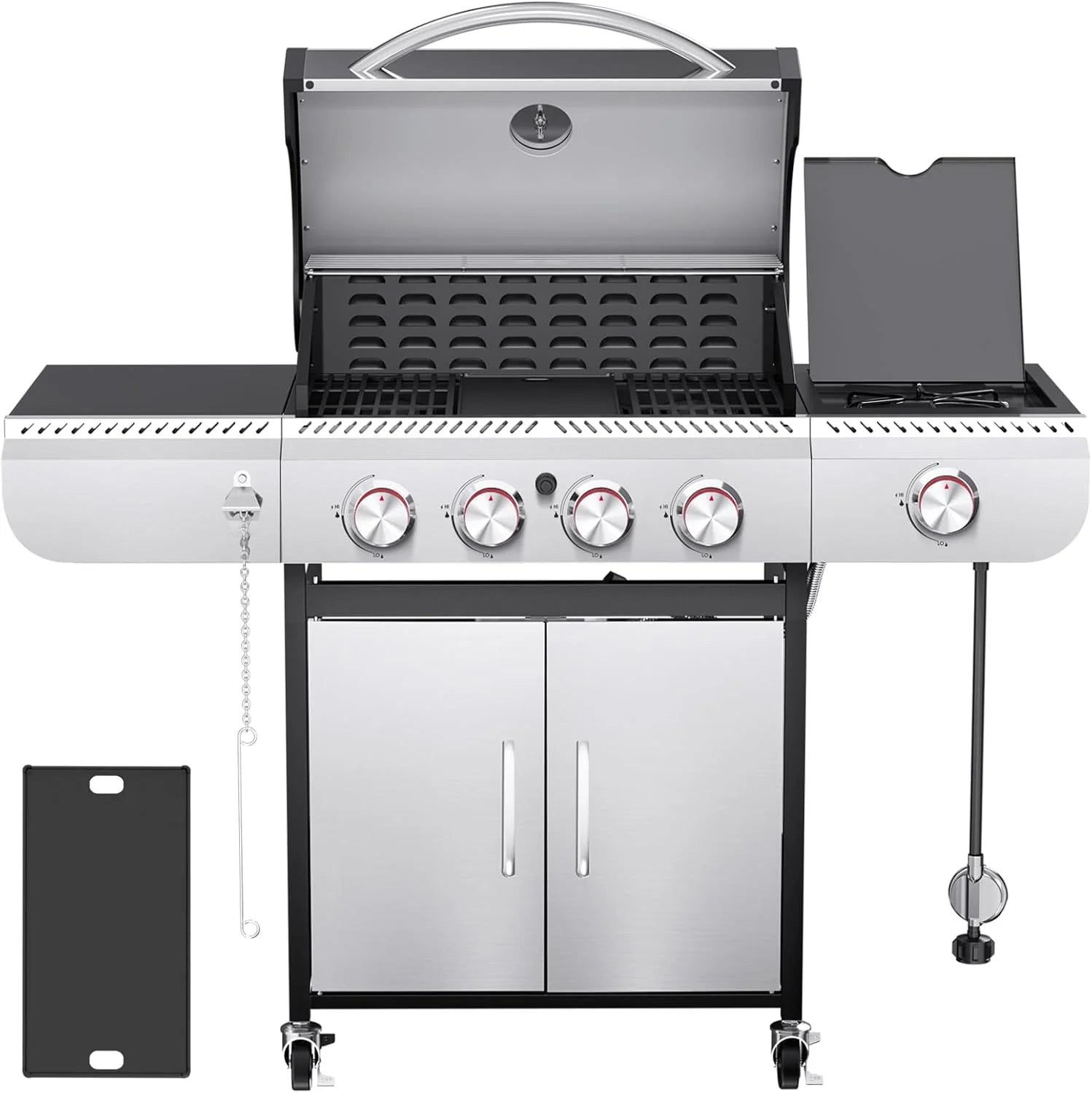 2026 3 & 4-Burner Propane Gas Grills with Side Burners, for Outdoor Cooking, BBQ, Patio, Camping