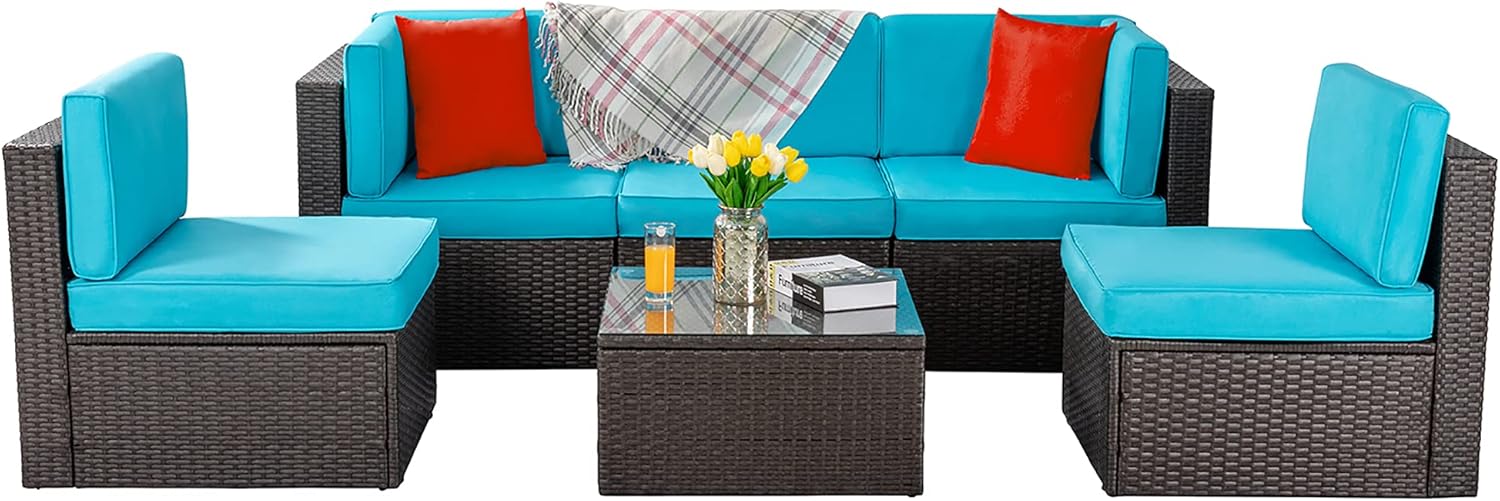 5 Piece All-Weather Patio Furniture Set with Ottoman