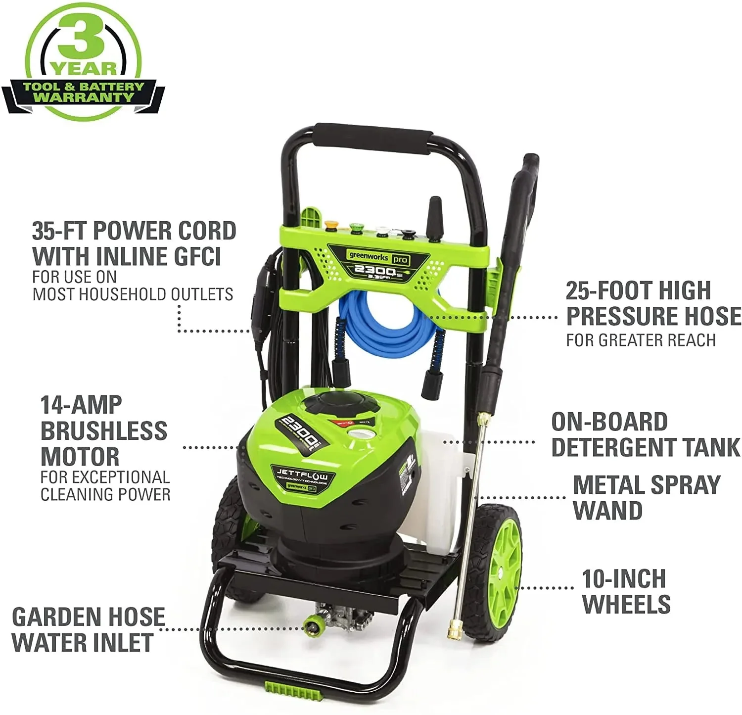 2300-PSI 14 Amp 2.3-GPM Brushless Pressure Washer