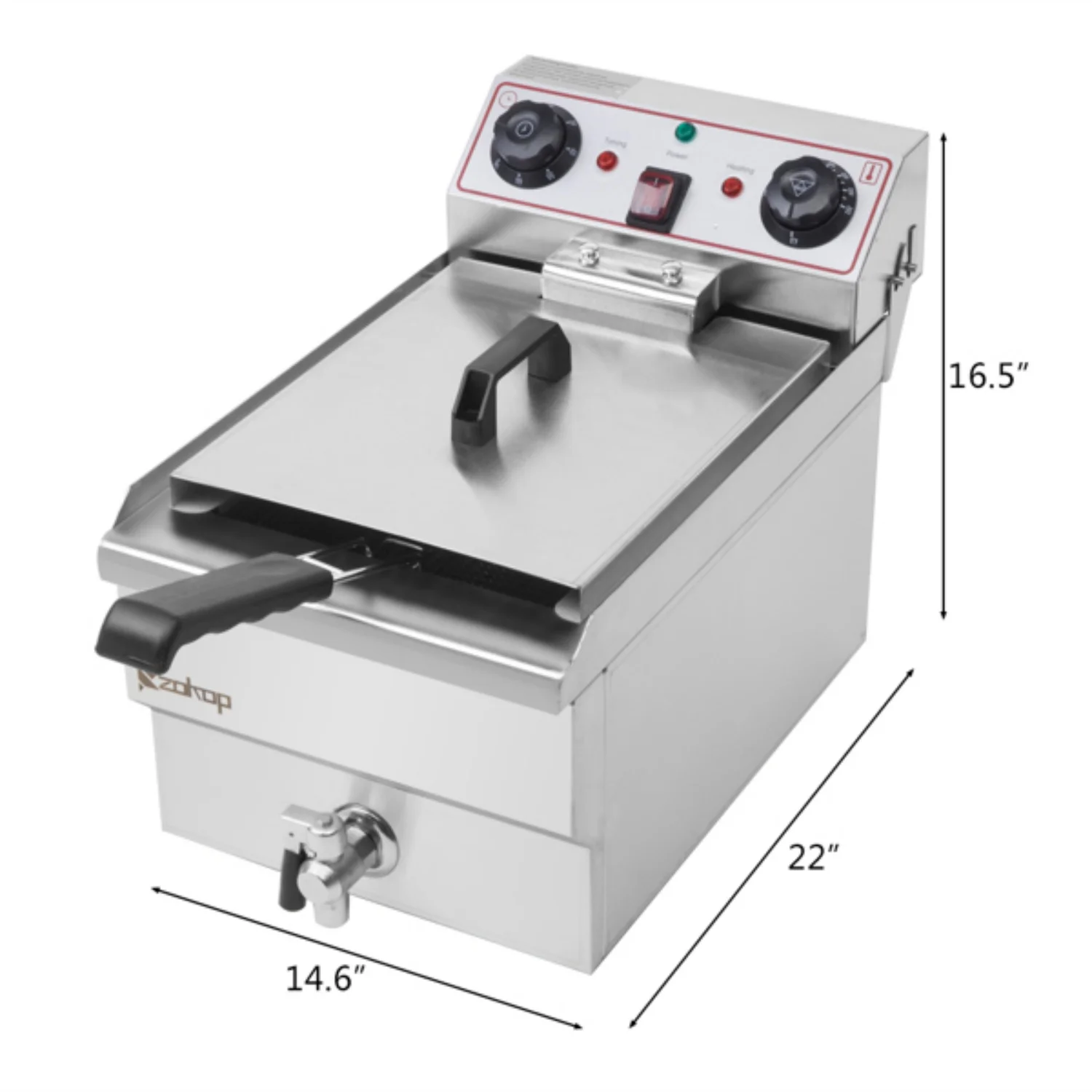 2026 Electric Deep Fryer 8.5QT/8L Total Capacity 12.5qt/11.8l Stainless Steel Faucet Single Tank Deep Fryer 1700W Max (8L Large Fryer Blue / Large Handle)