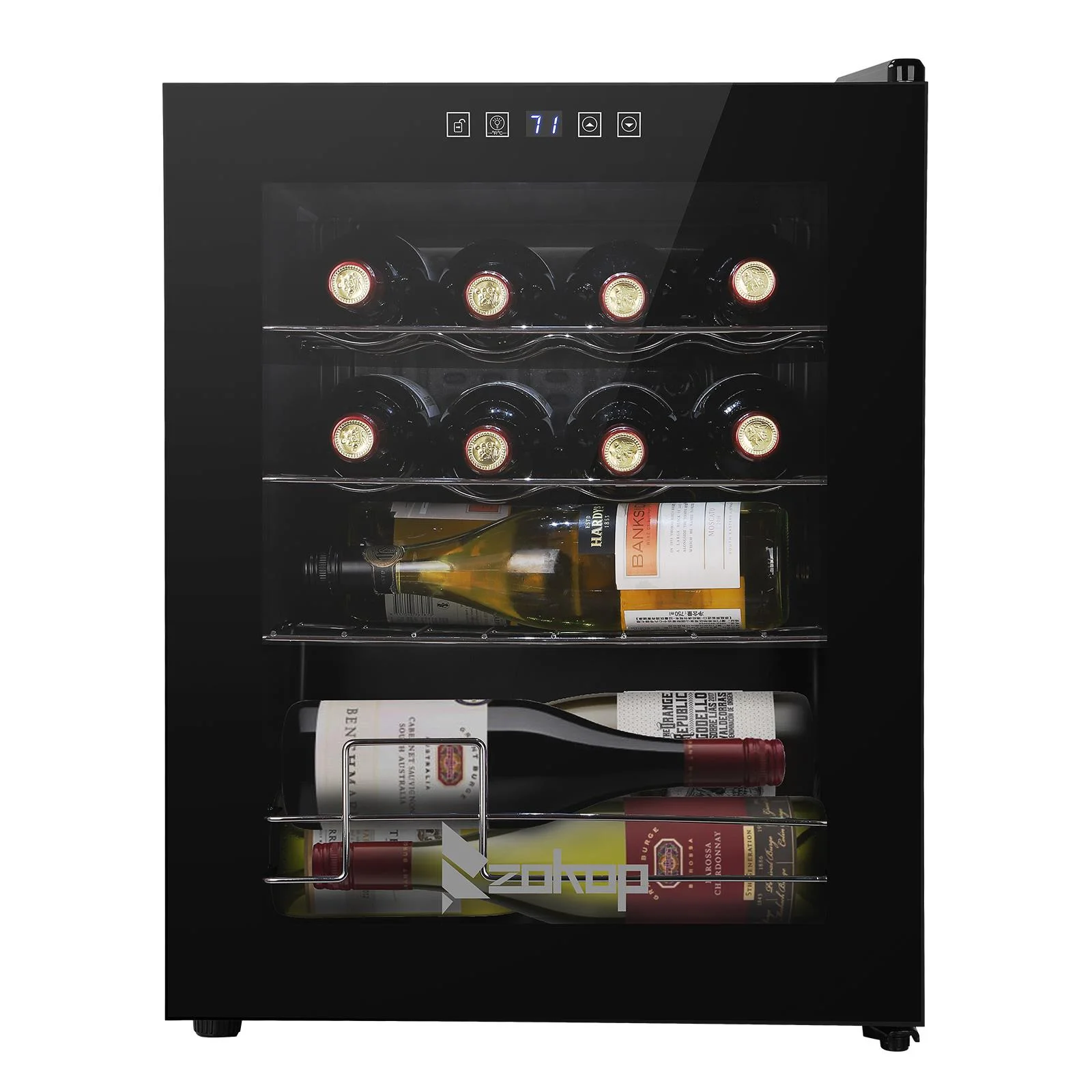 2026 Zimtown 16 Bottle Compressor Wine Cooler Refrigerator w/Lock | Large Freestanding Wine Cellar For Red, White, Champagne or Sparkling Wine | Digital Temperature Control Fridge Glass Door Black