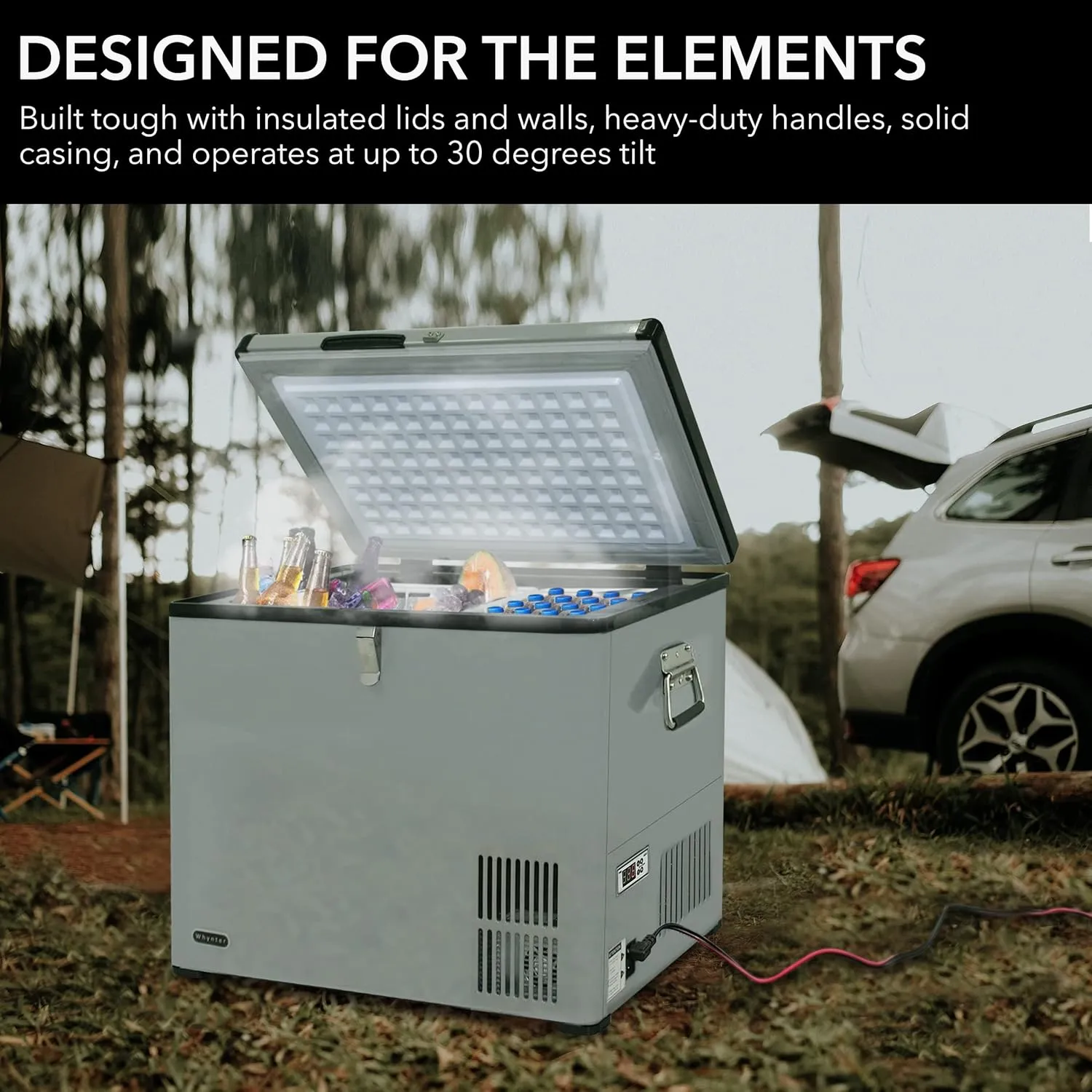 FM-65G 65 Quart Portable Refrigerator and Deep, AC 110V/ DC 12V, Real Chest Freezer for Car, Home, Camping, and RV with-8°F to 50°F Temperature Range, Gray, One Size